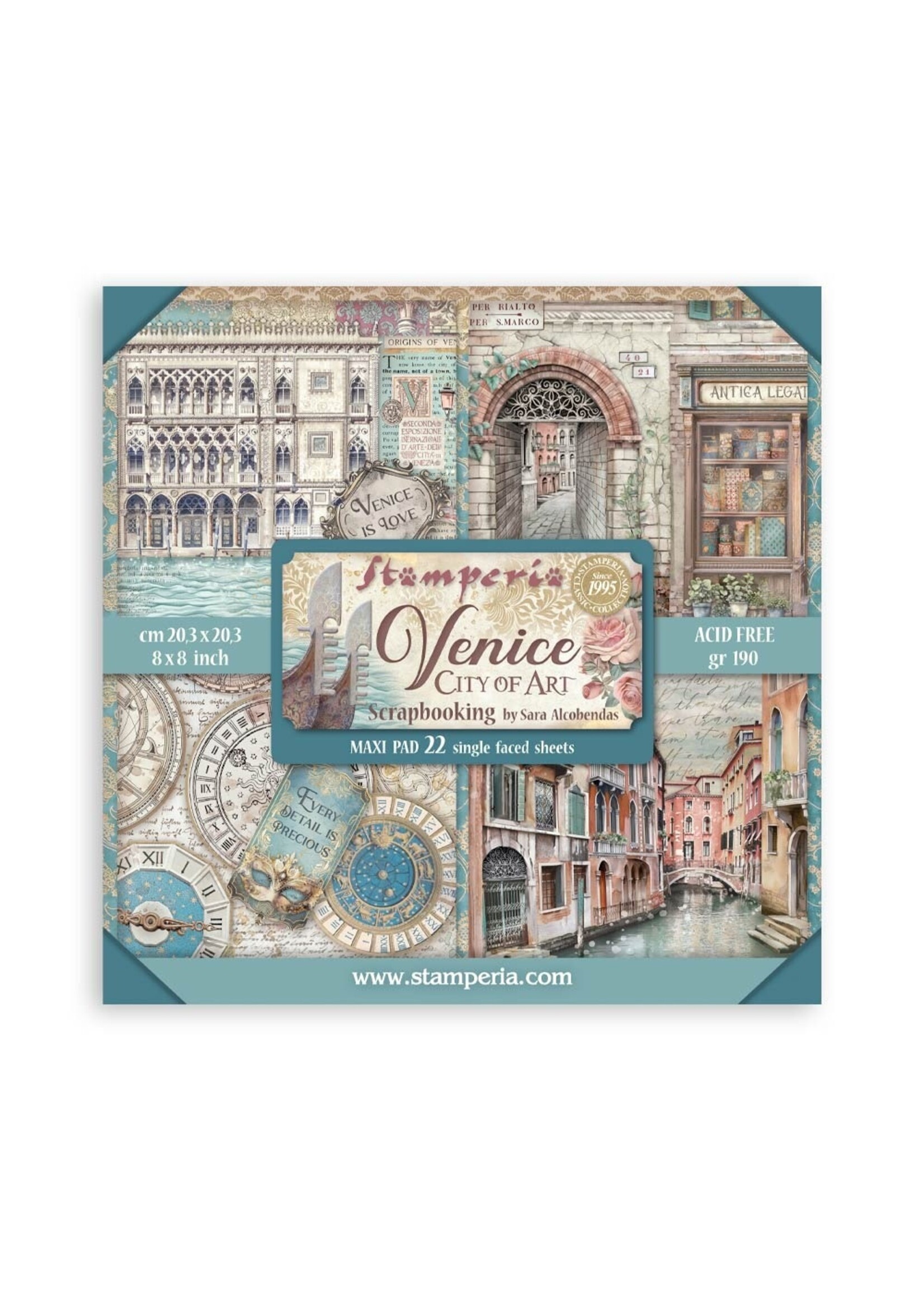 Stamperia Stamperia 8x8 Maxi Paper Pad, Venice City of Art