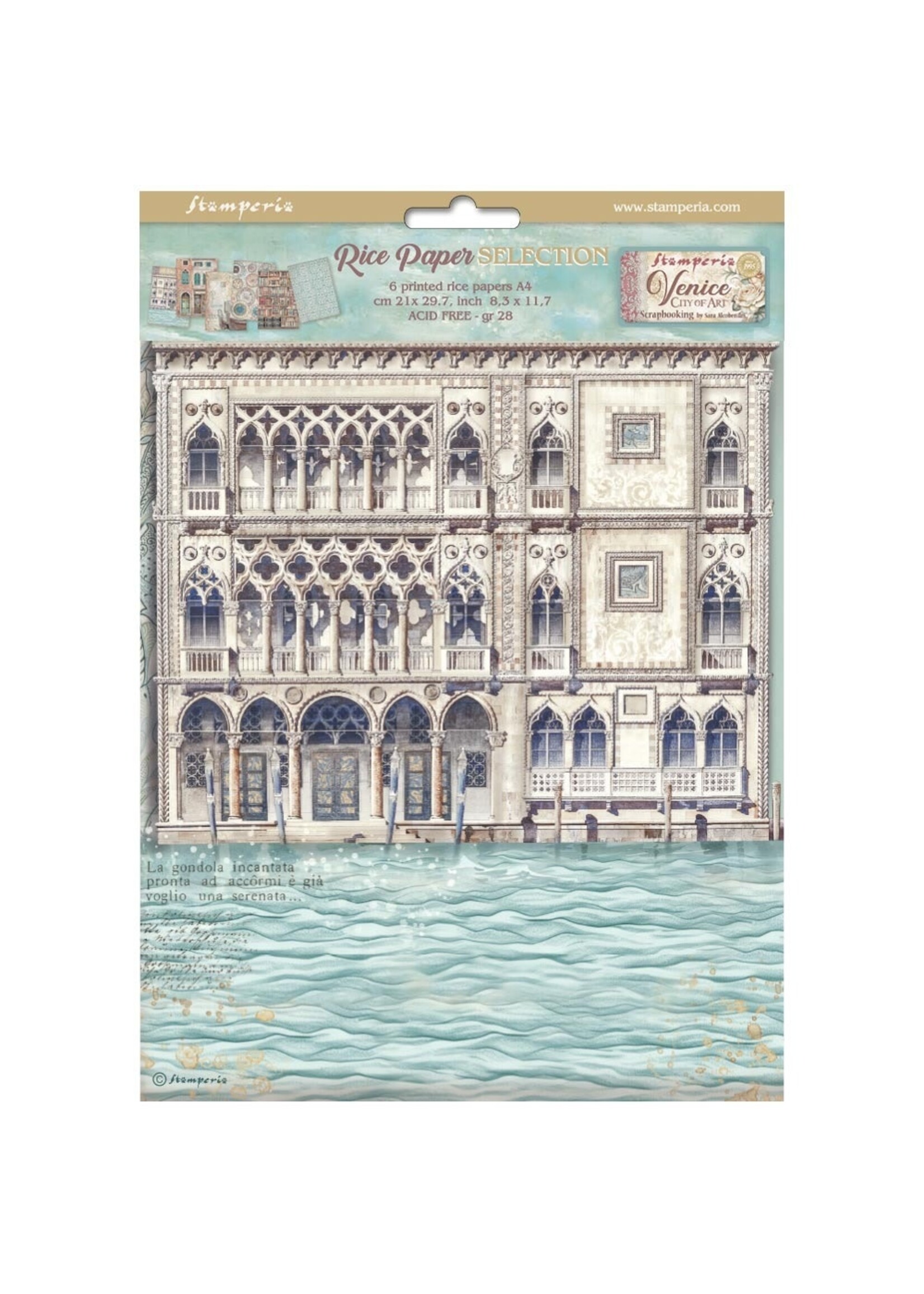 Stamperia A4 Rice Paper Selection, Venice City of Art (6 sheets)