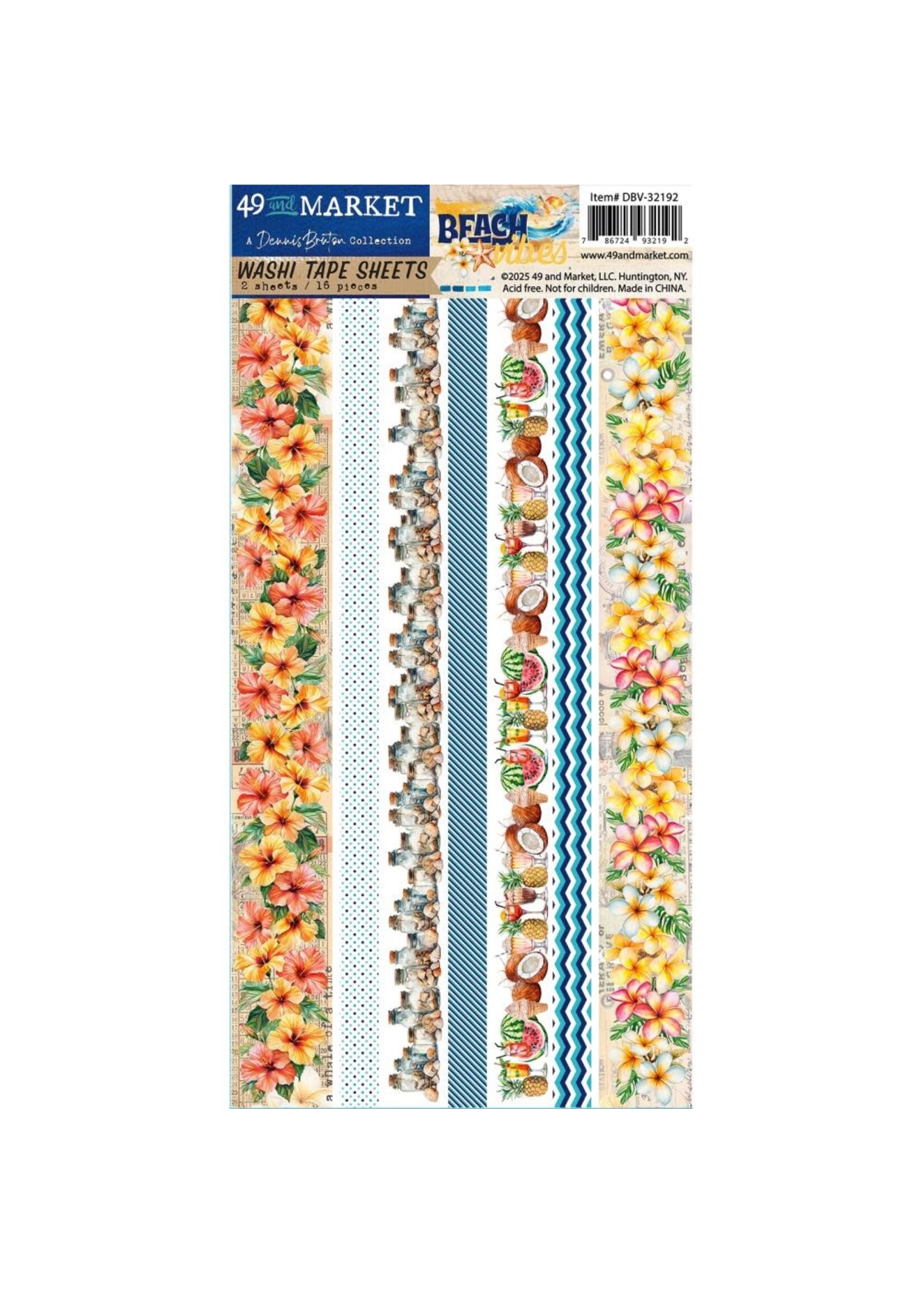 49 & Market 49 and Market Washi Tape Sheets, Beach Vibes