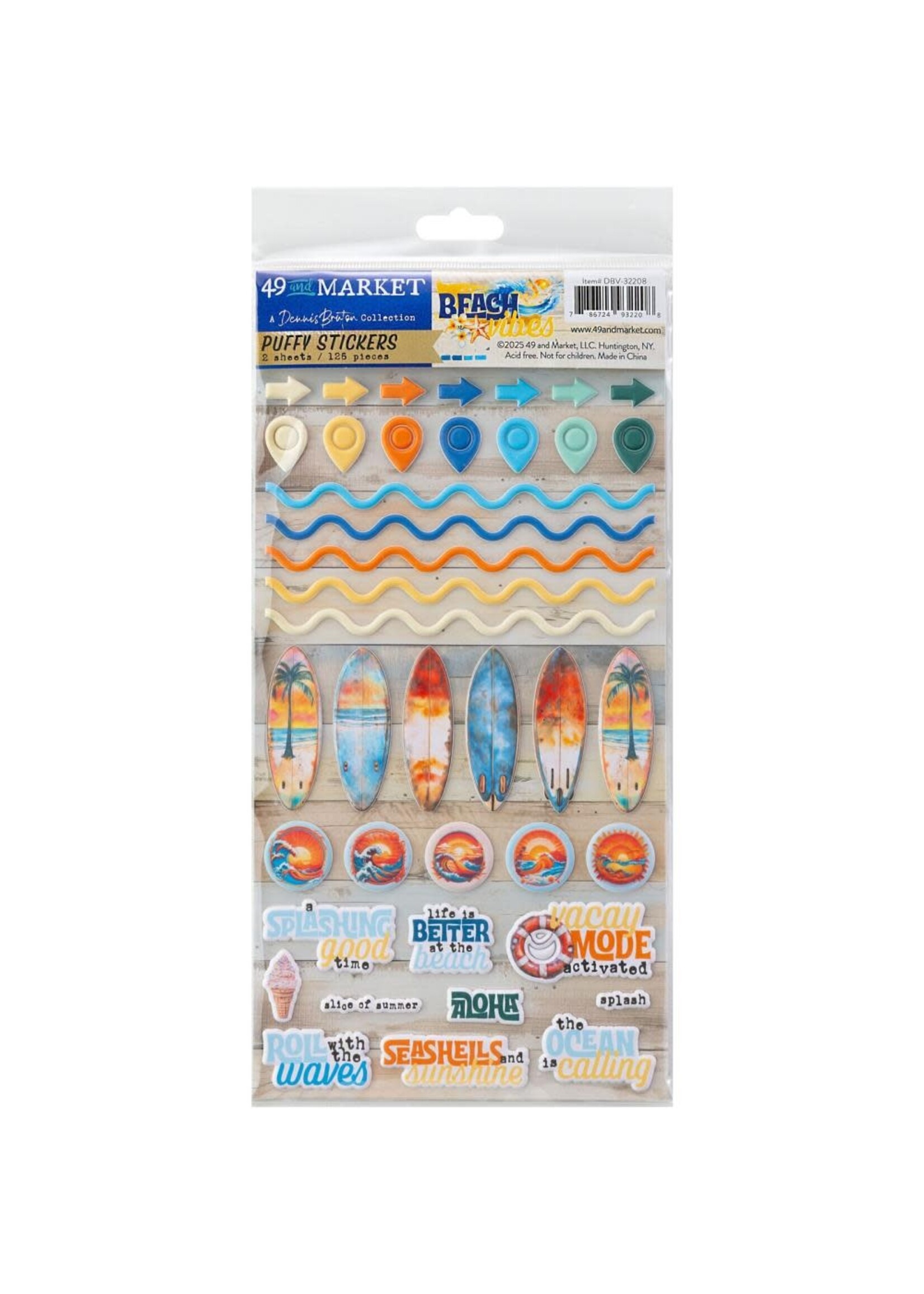 49 & Market Puffy Stickers, Beach Vibes