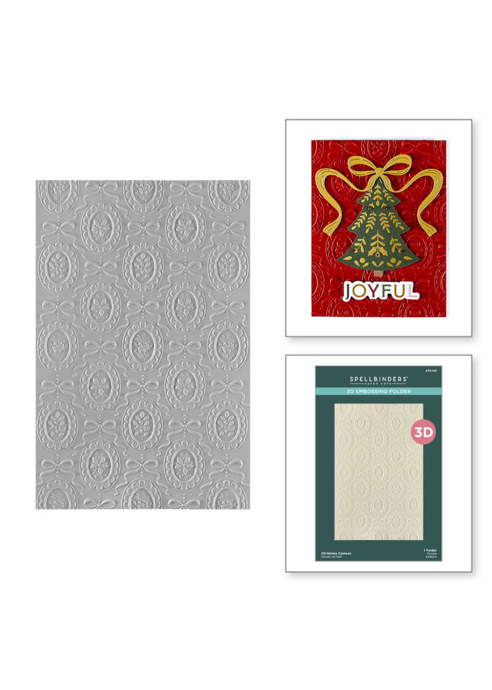 Spellbinders 3D Embossing Folder, Christmas Cameos