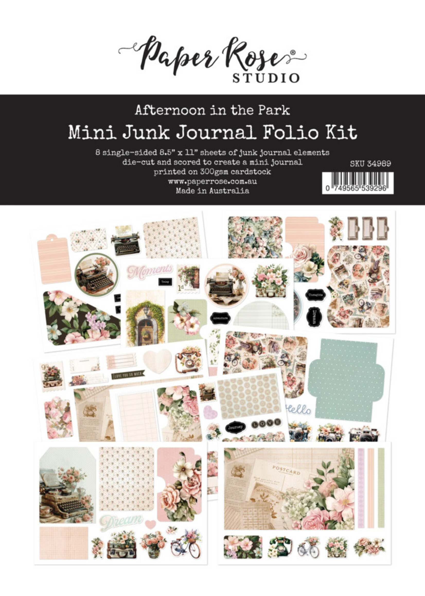 Paper Rose Mini Junk Journal Folio Kit, Afternoon in the Park