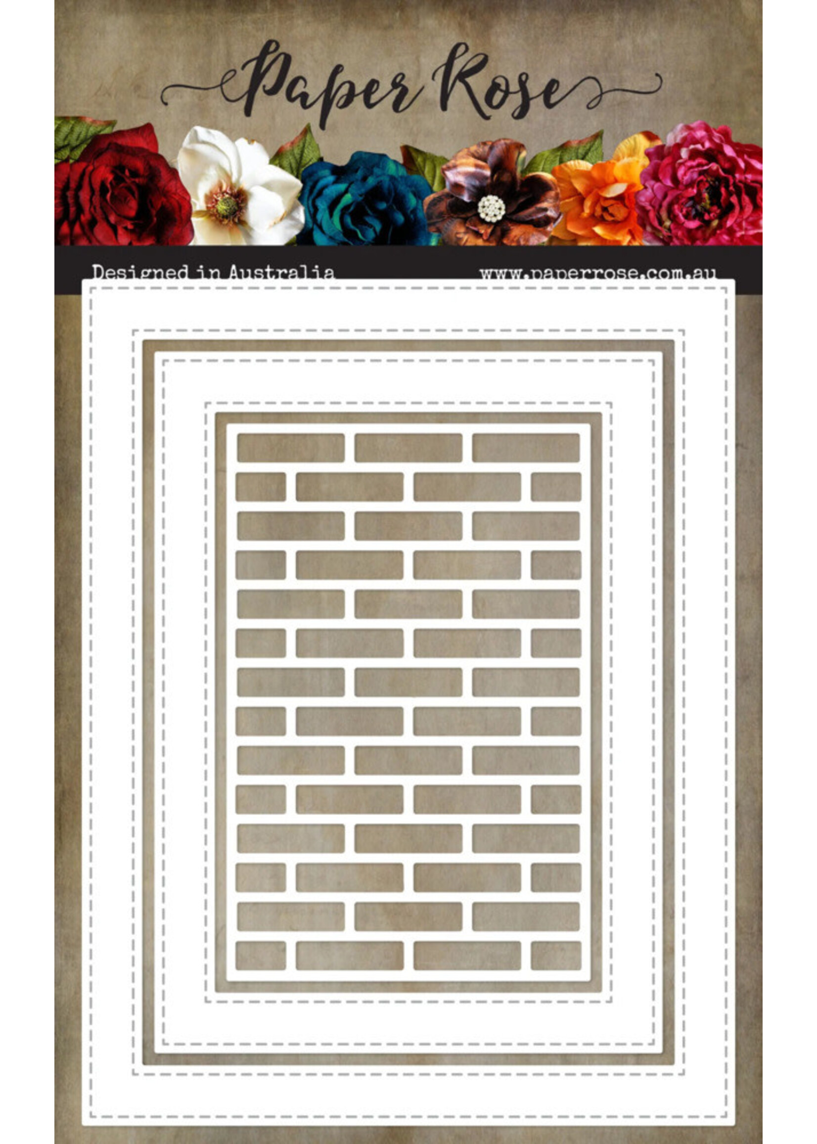 Paper Rose Die, Stitched Rectangle Frames - Brick Wall
