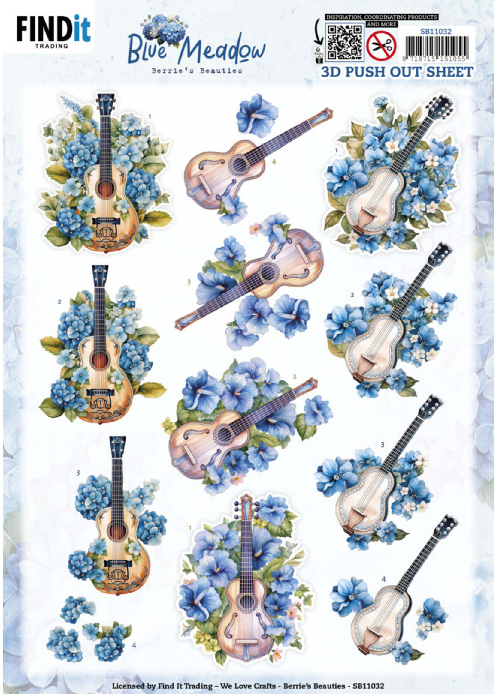 3D Push Out Sheet, Blue Meadow - Music
