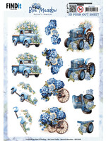 3D Push Out Sheet, Blue Meadow - Transport