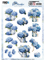 3D Push Out Sheet - Blue Meadow - Vase