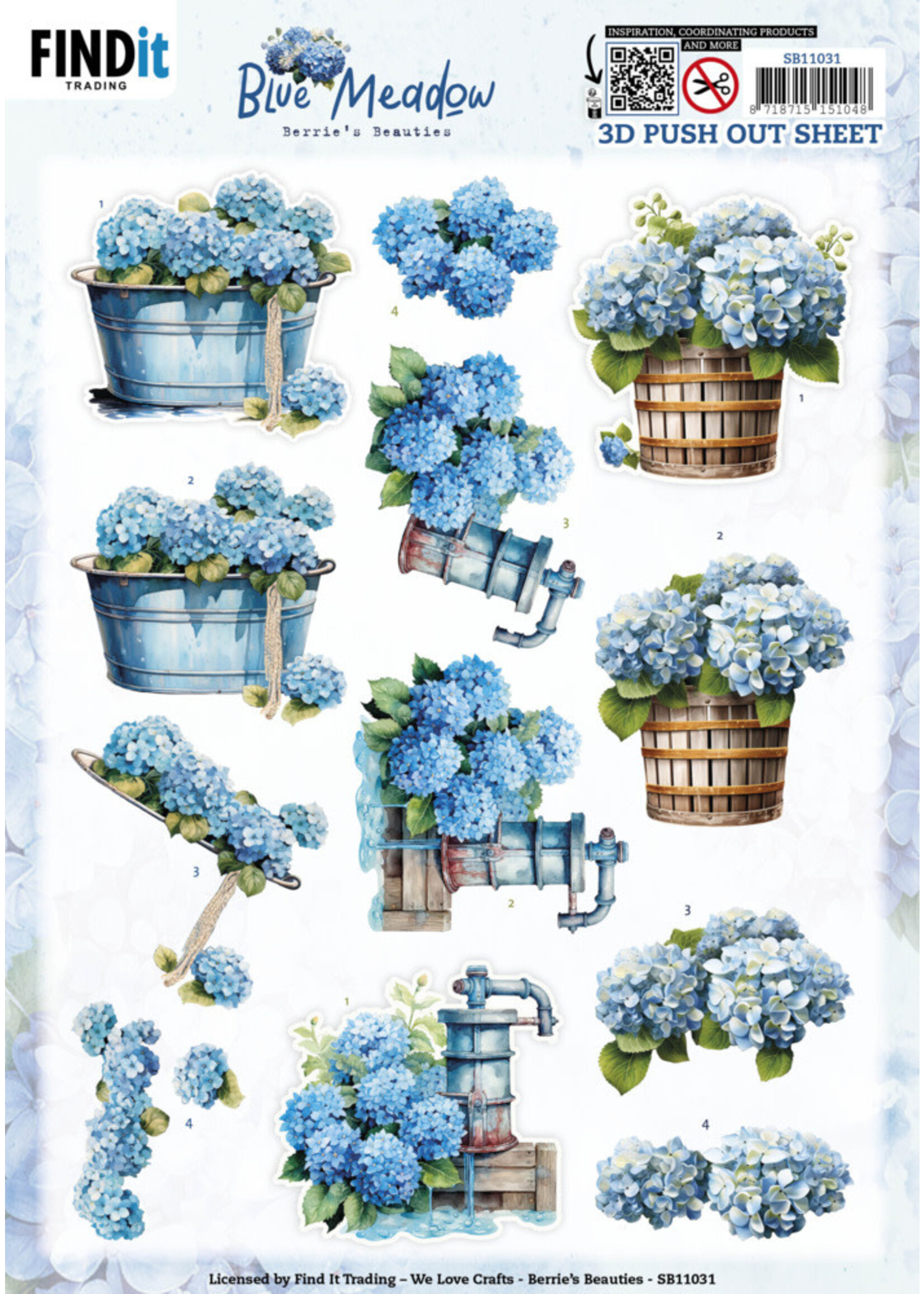 3D Push Out Sheet, Blue Meadow - Water Pump