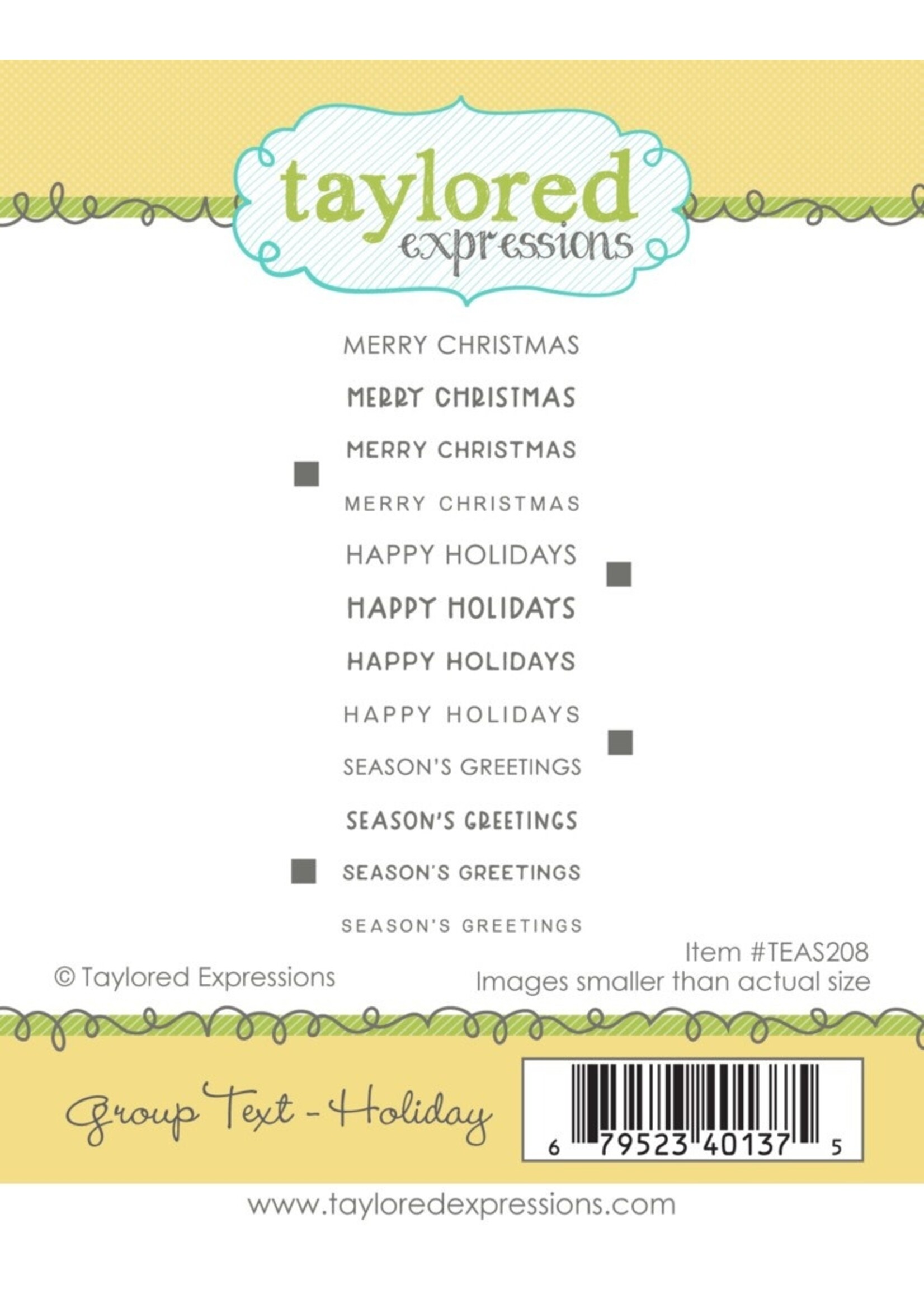 Taylored Expressions Cling Stamp, Group Text - Holiday