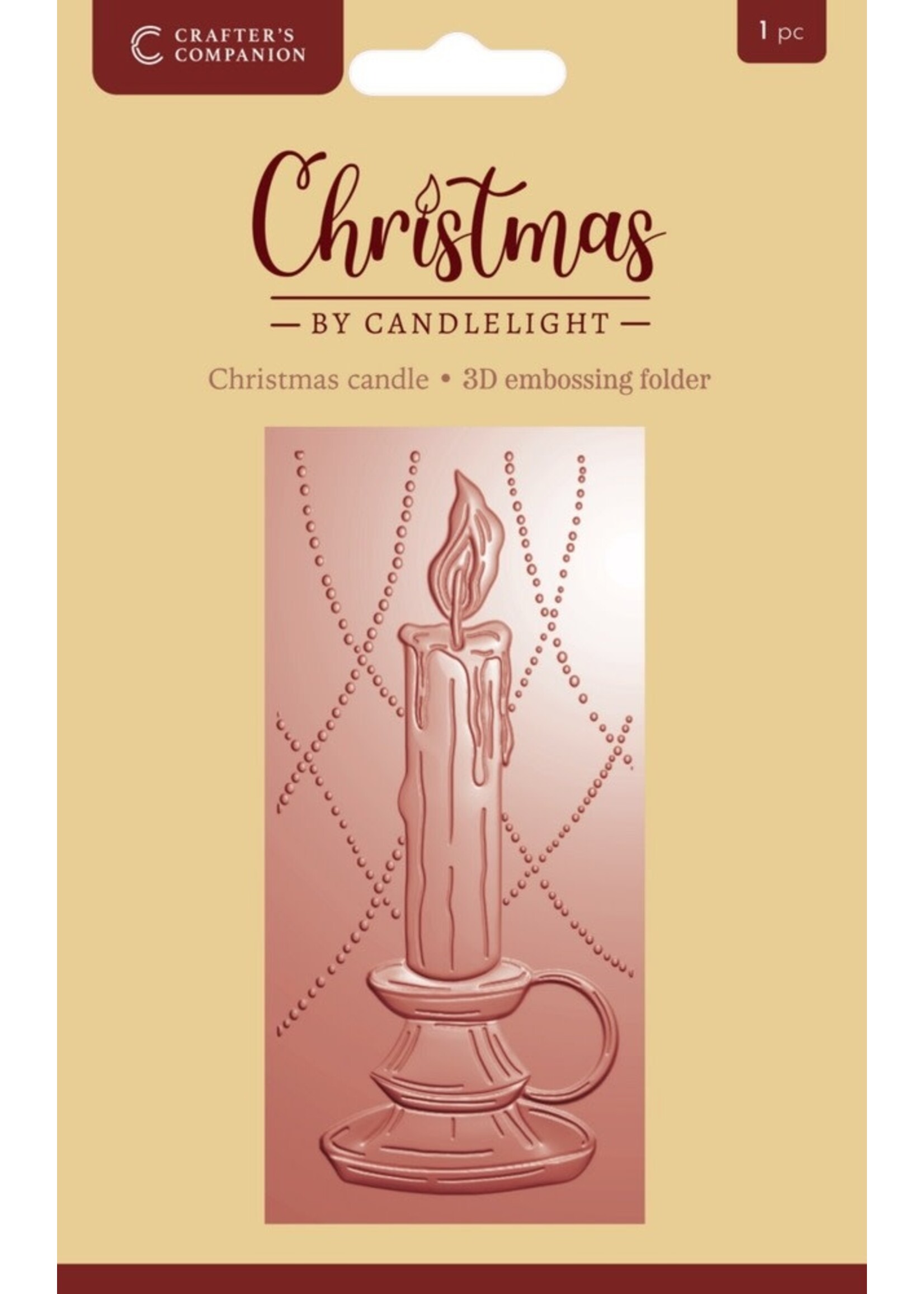 Crafter's Companion 3D Embossing Folder, Christmas Candle