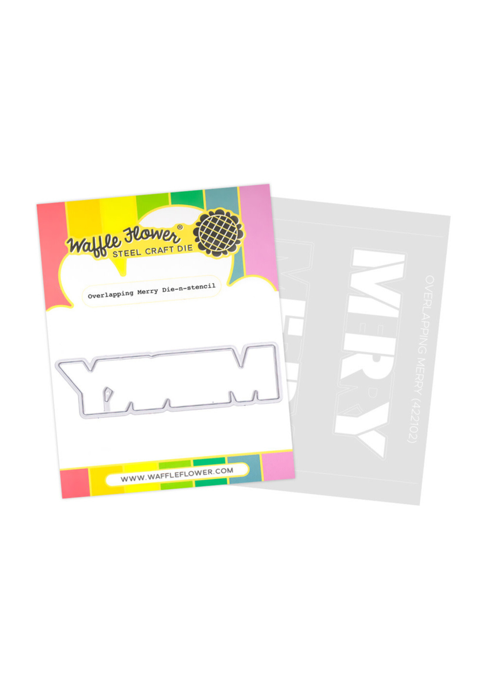 Waffle Flower Die-n-stencil, Overlapping Merry