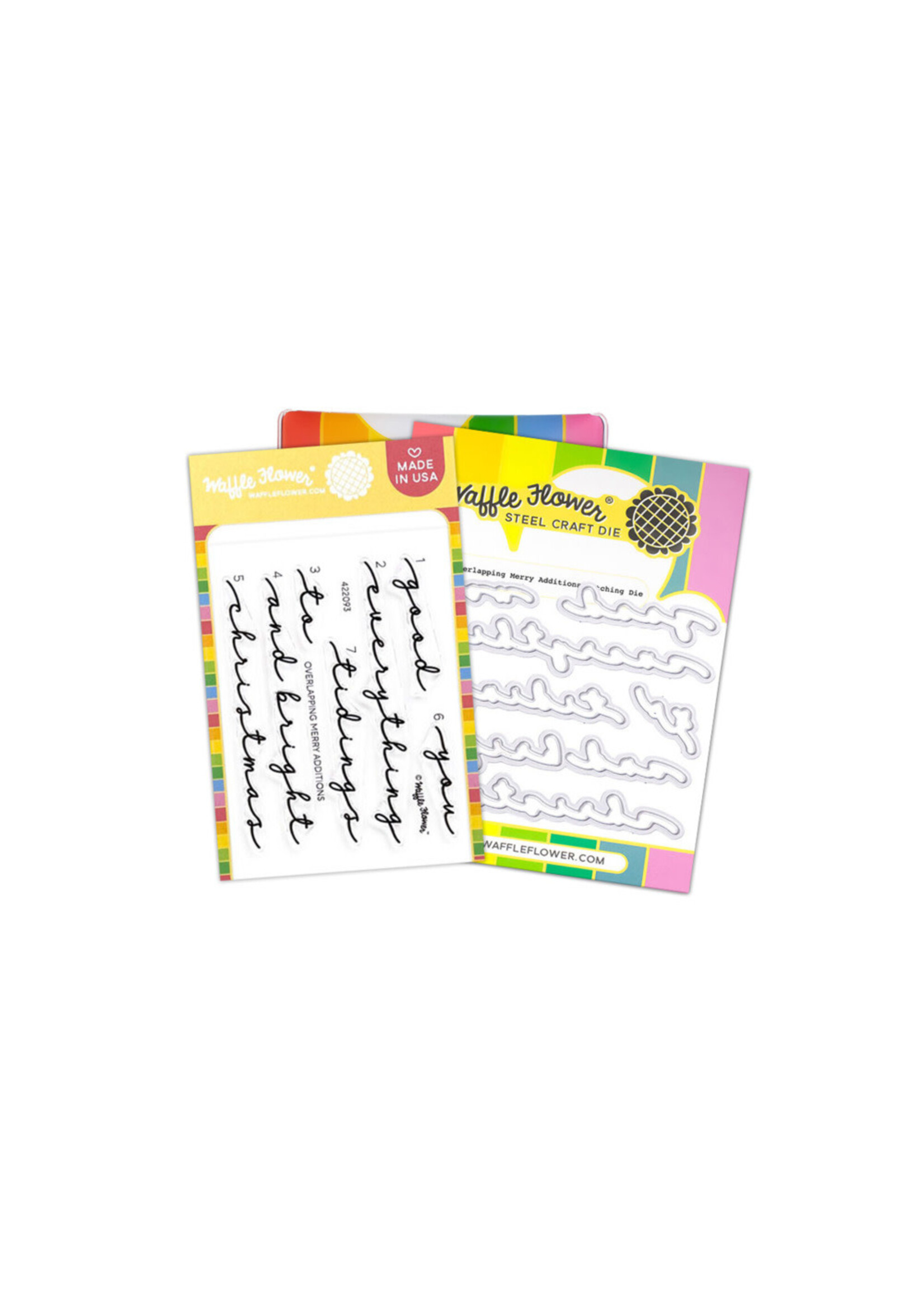 Waffle Flower Stamp & Die Combo, Overlapping Merry Additions