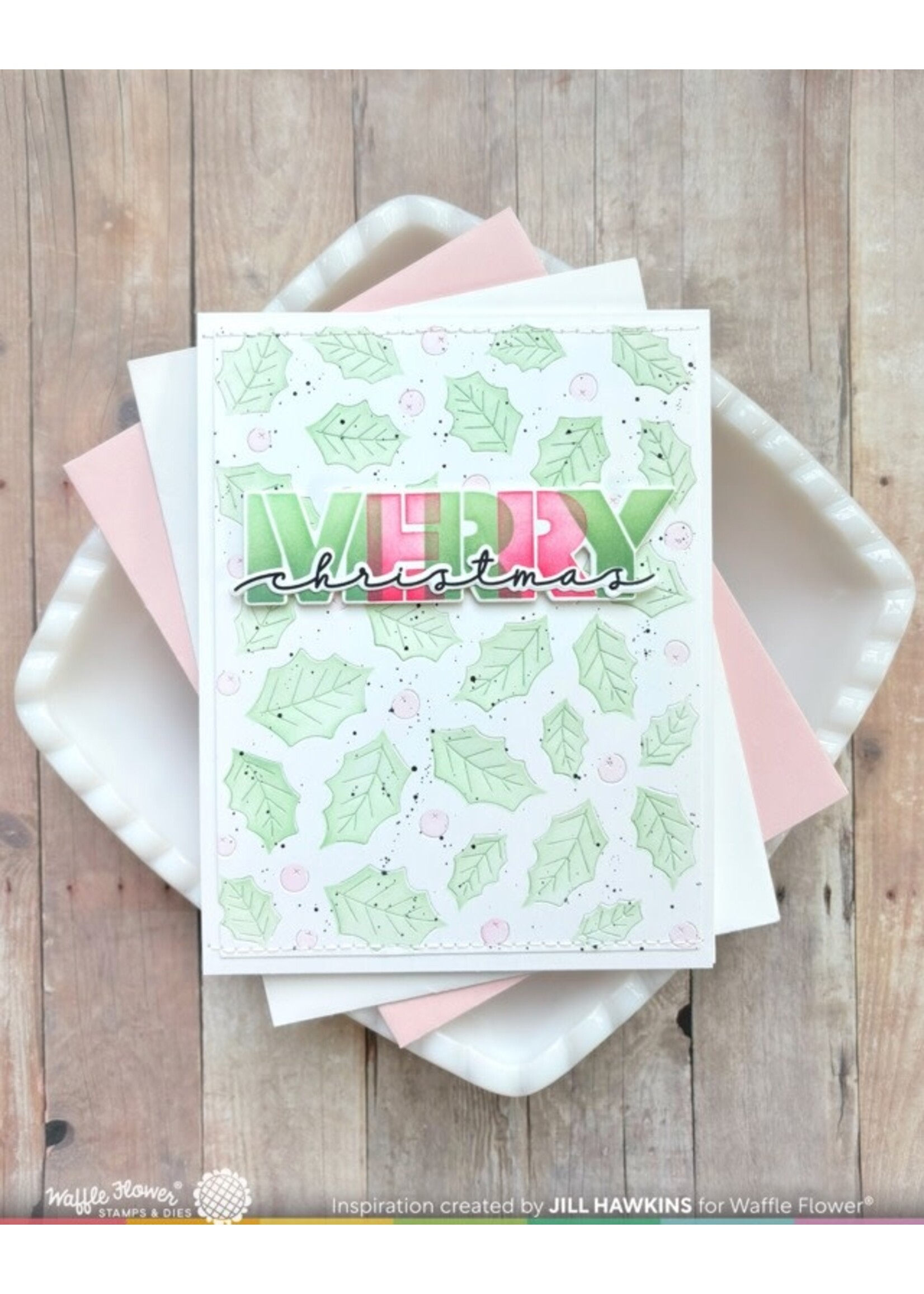 Waffle Flower Stamp & Die Combo, Overlapping Merry Additions