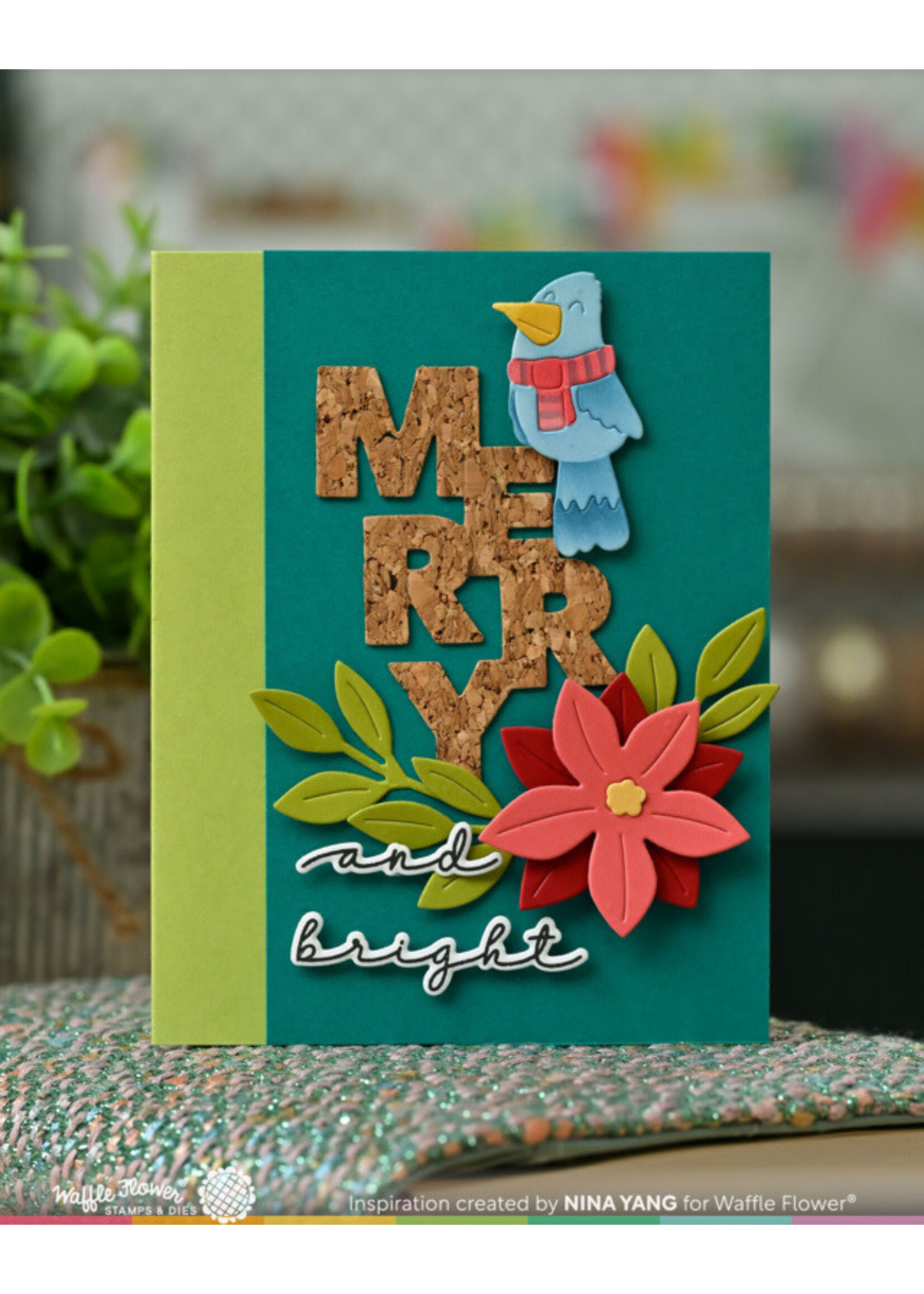 Waffle Flower Die, Overlapping Merry Word