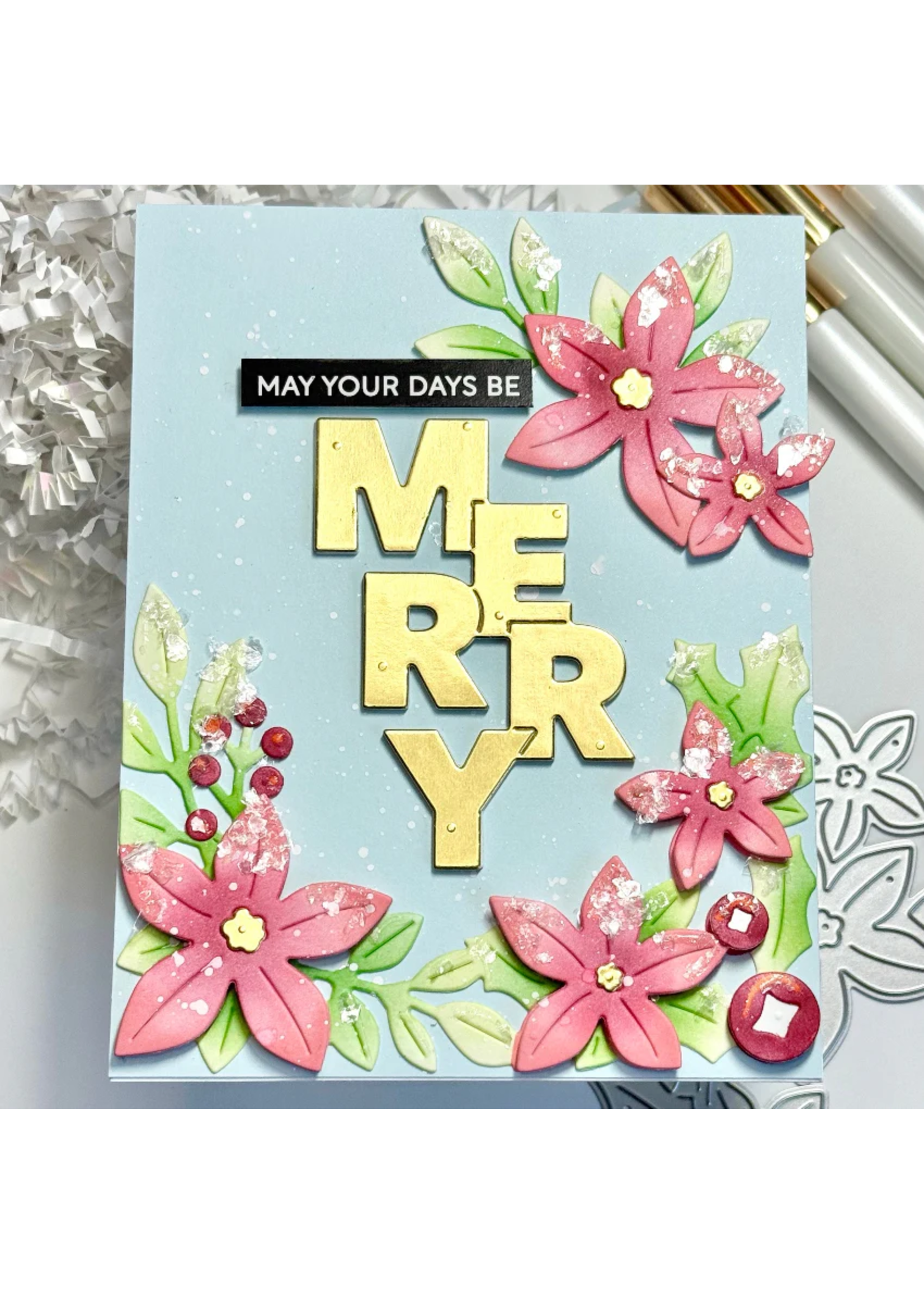 Waffle Flower Die, Overlapping Merry Word