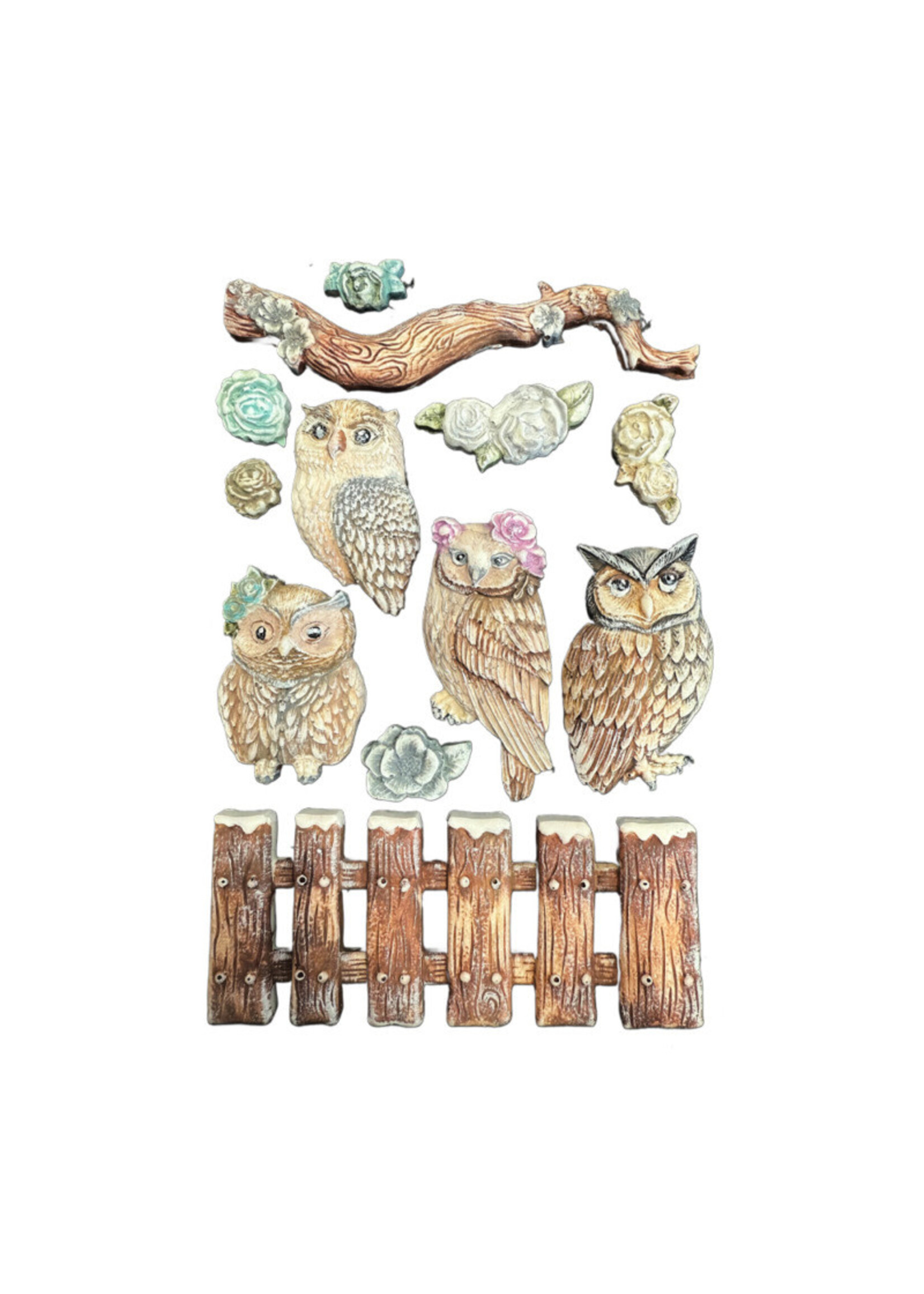 Stamperia Silicone Mould, The Owl's House - Owls and Branch