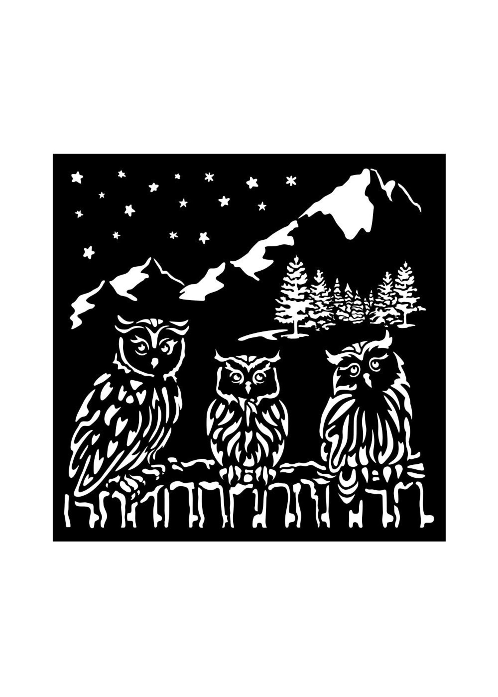 Stamperia Media Stencil, Owl's House - Owls