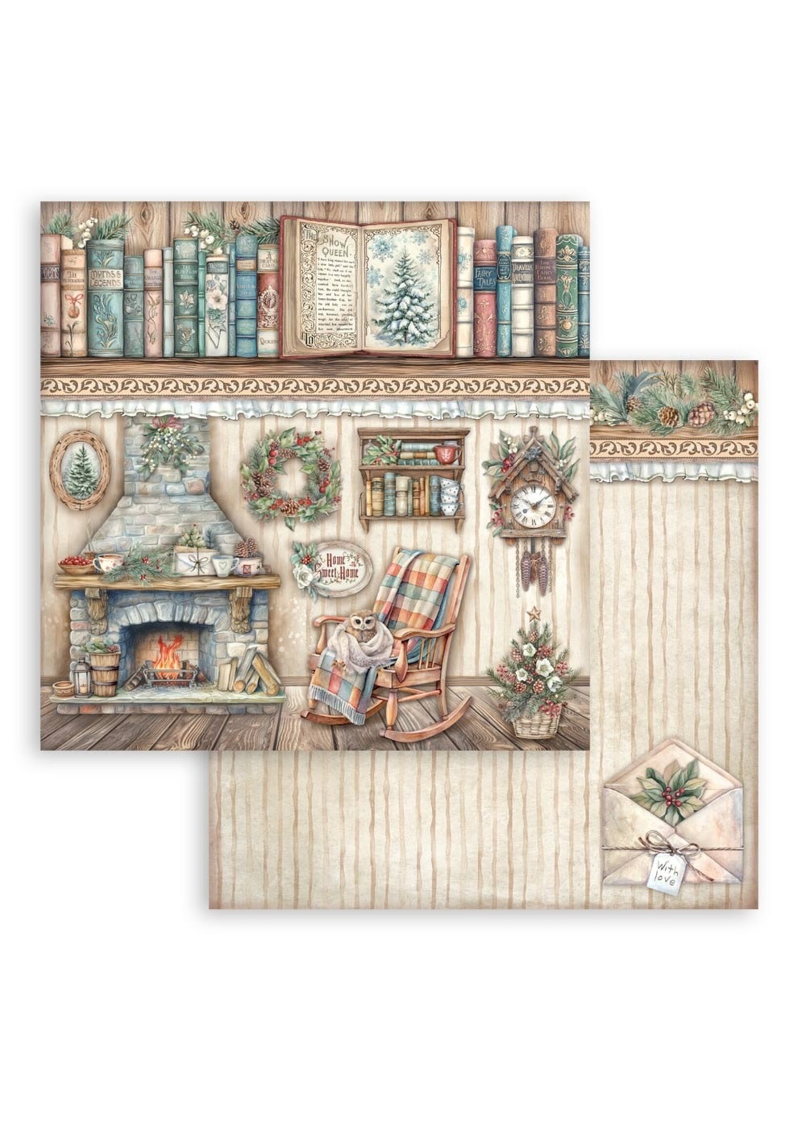 Stamperia Stamperia 12x12 The Owl's House, Fireplace