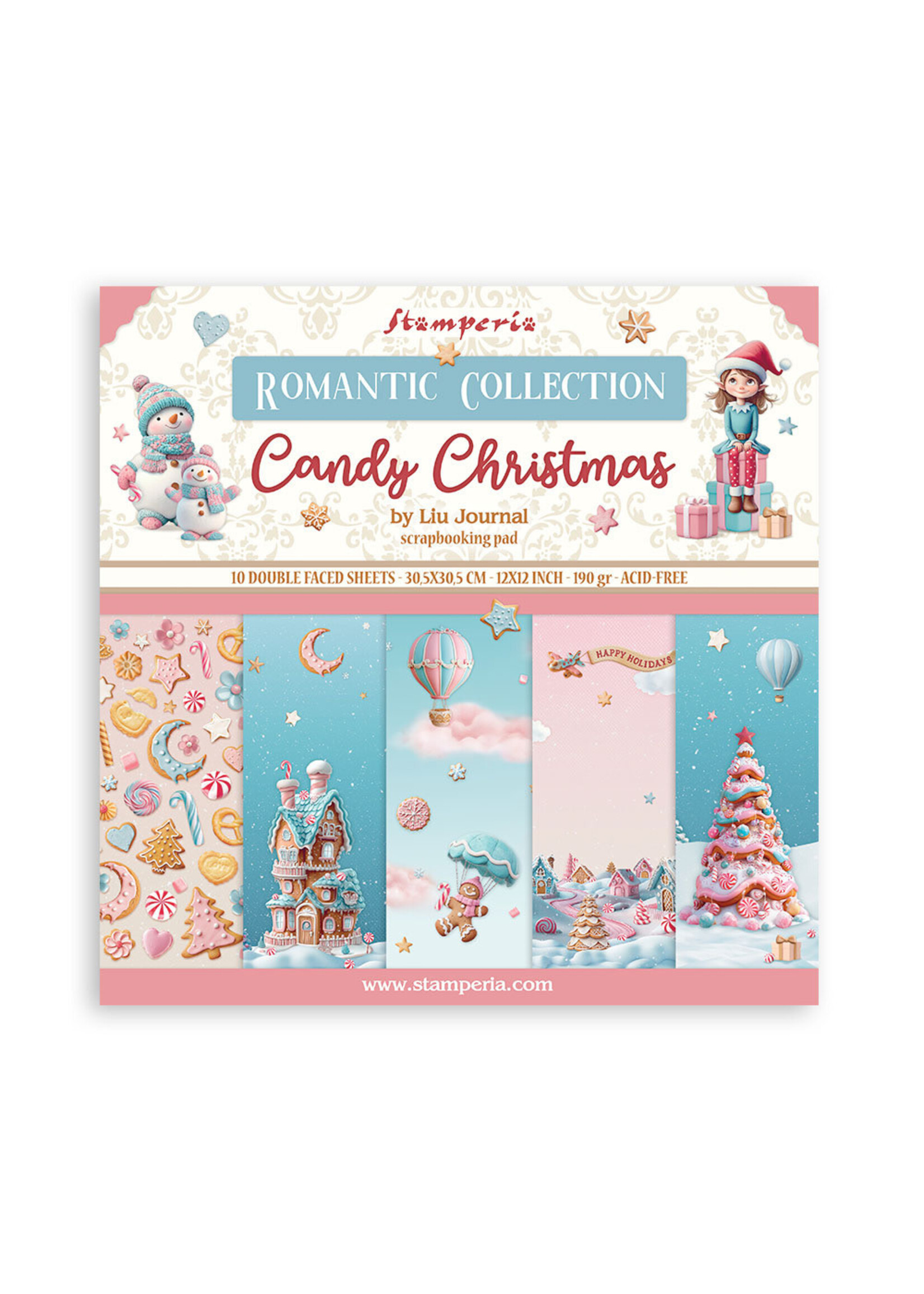 Stamperia 12X12 Paper Pad, Candy Christmas