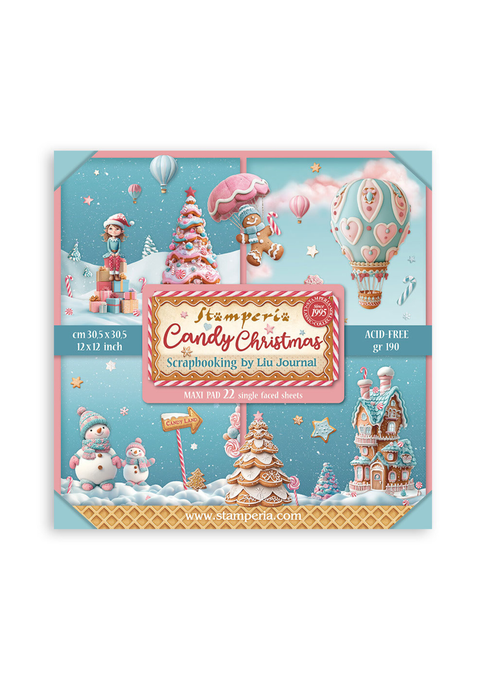 Stamperia 12X12 Maxi Paper Pad, Candy Christmas