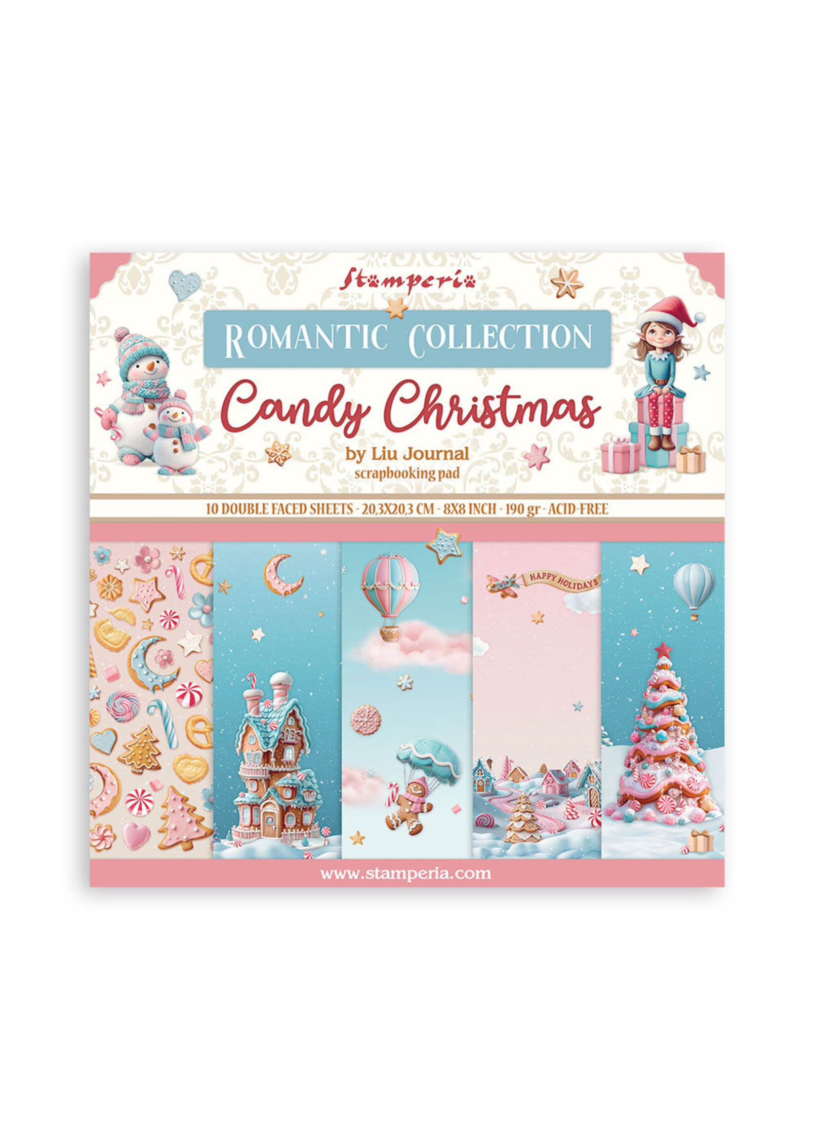 Stamperia 8x8 Paper Pad, Candy Christmas