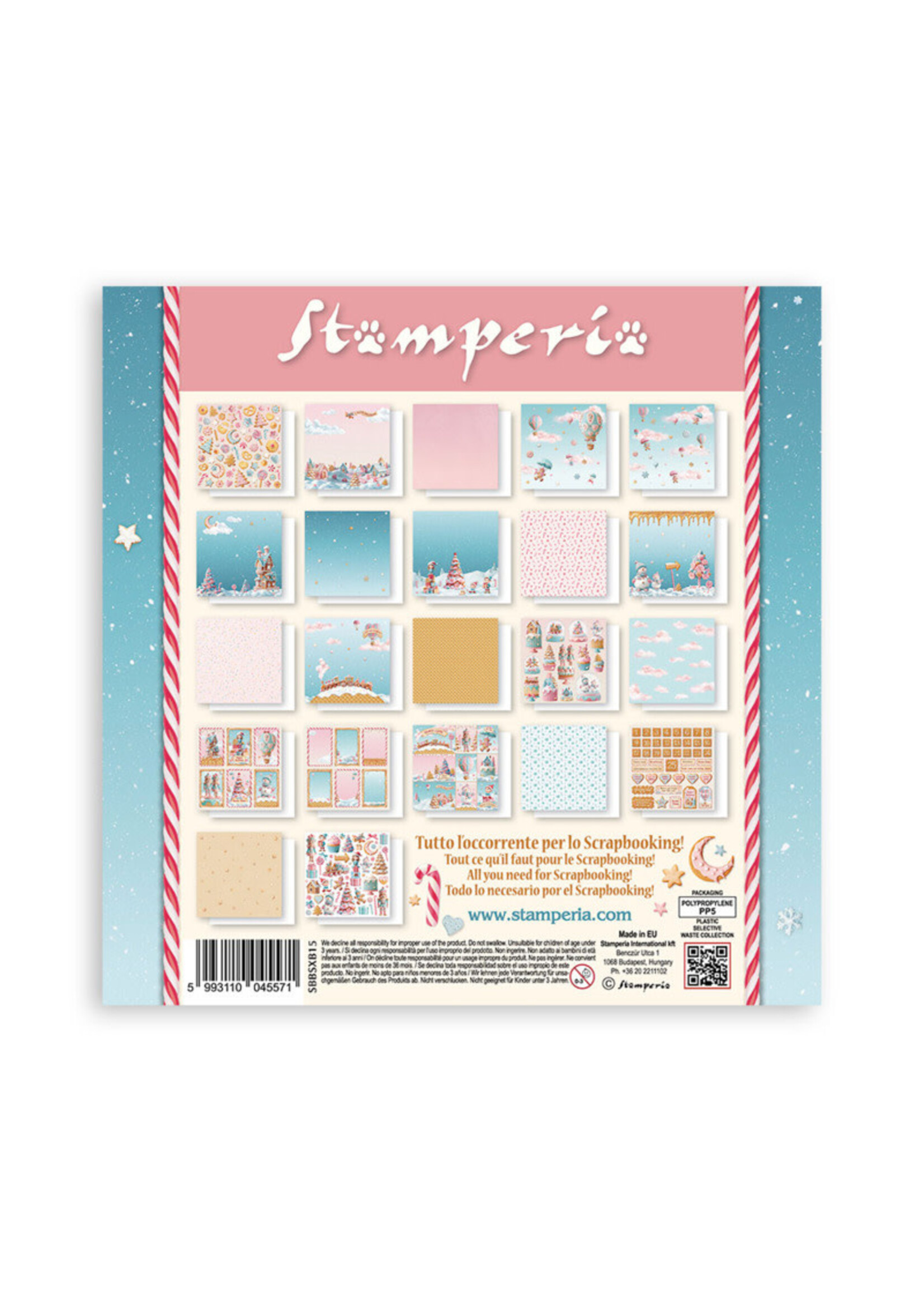 Stamperia 8x8 Maxi Paper Pad, Candy Christmas
