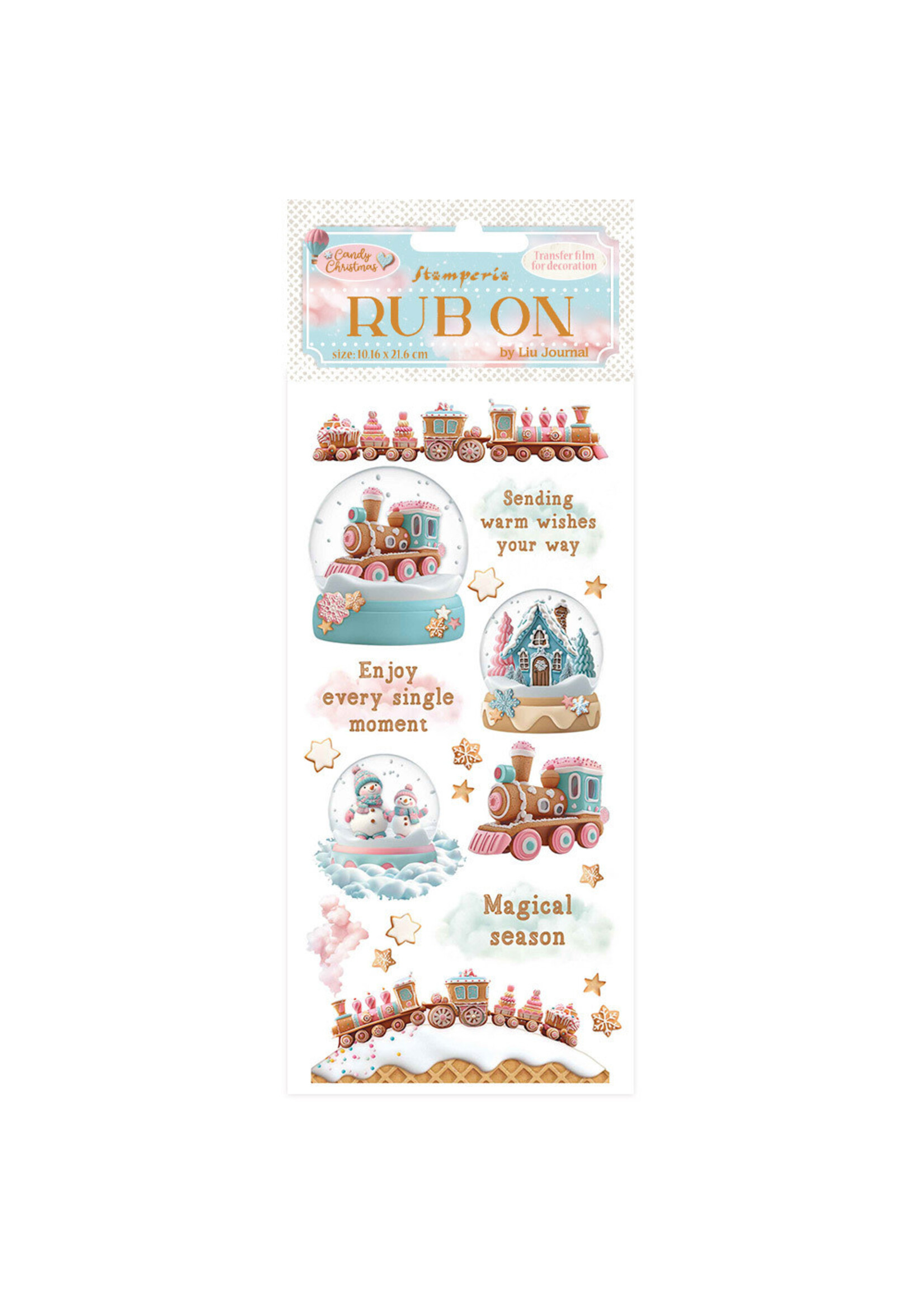 Stamperia Rub On, Candy Christmas - Snowglobes