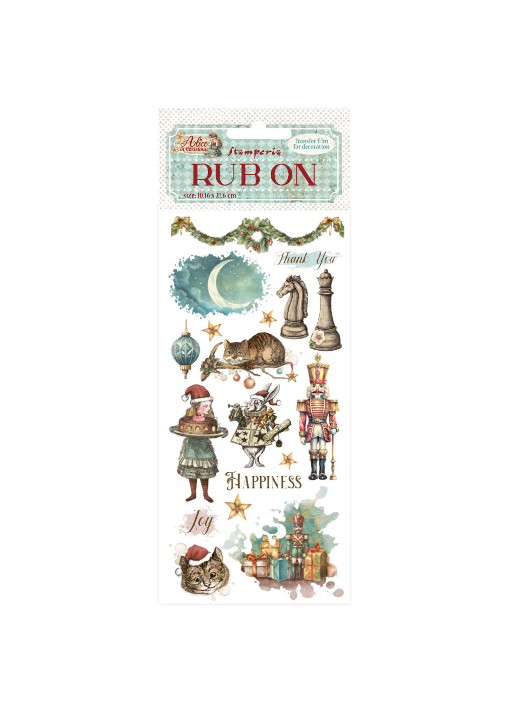 Stamperia Rub On, Alice in Christmas - Happiness