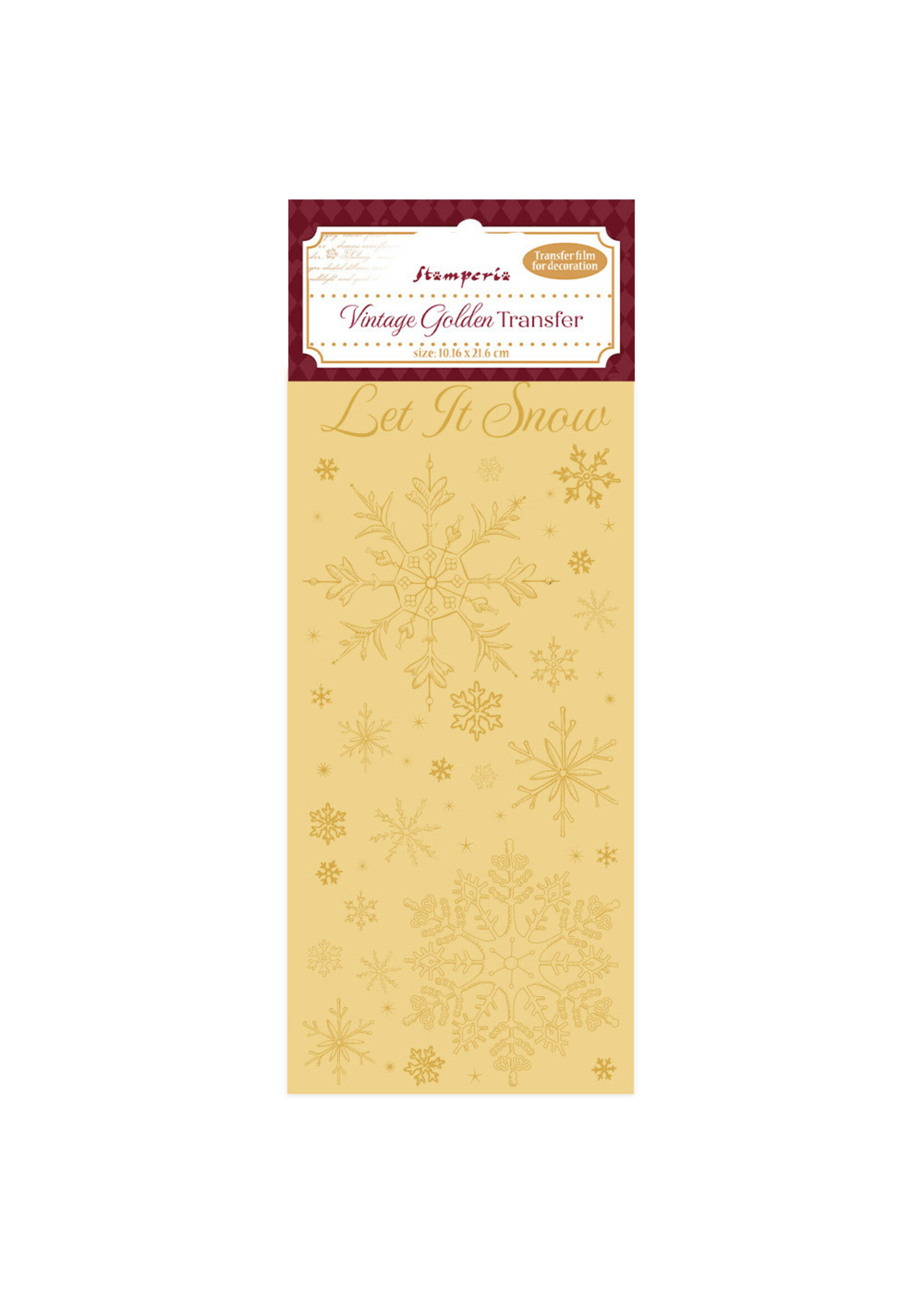 Stamperia Rub On, Vintage Golden Transfer - Let It Snow