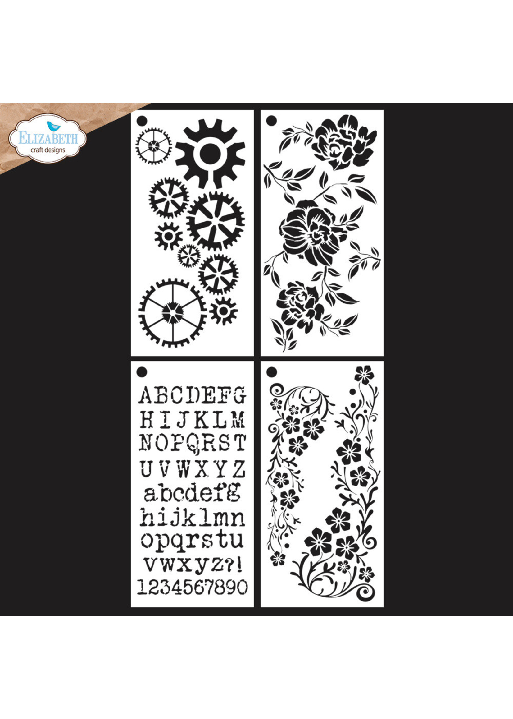 Elizabeth Craft Design Stencil, Journal 8 (4 pc)