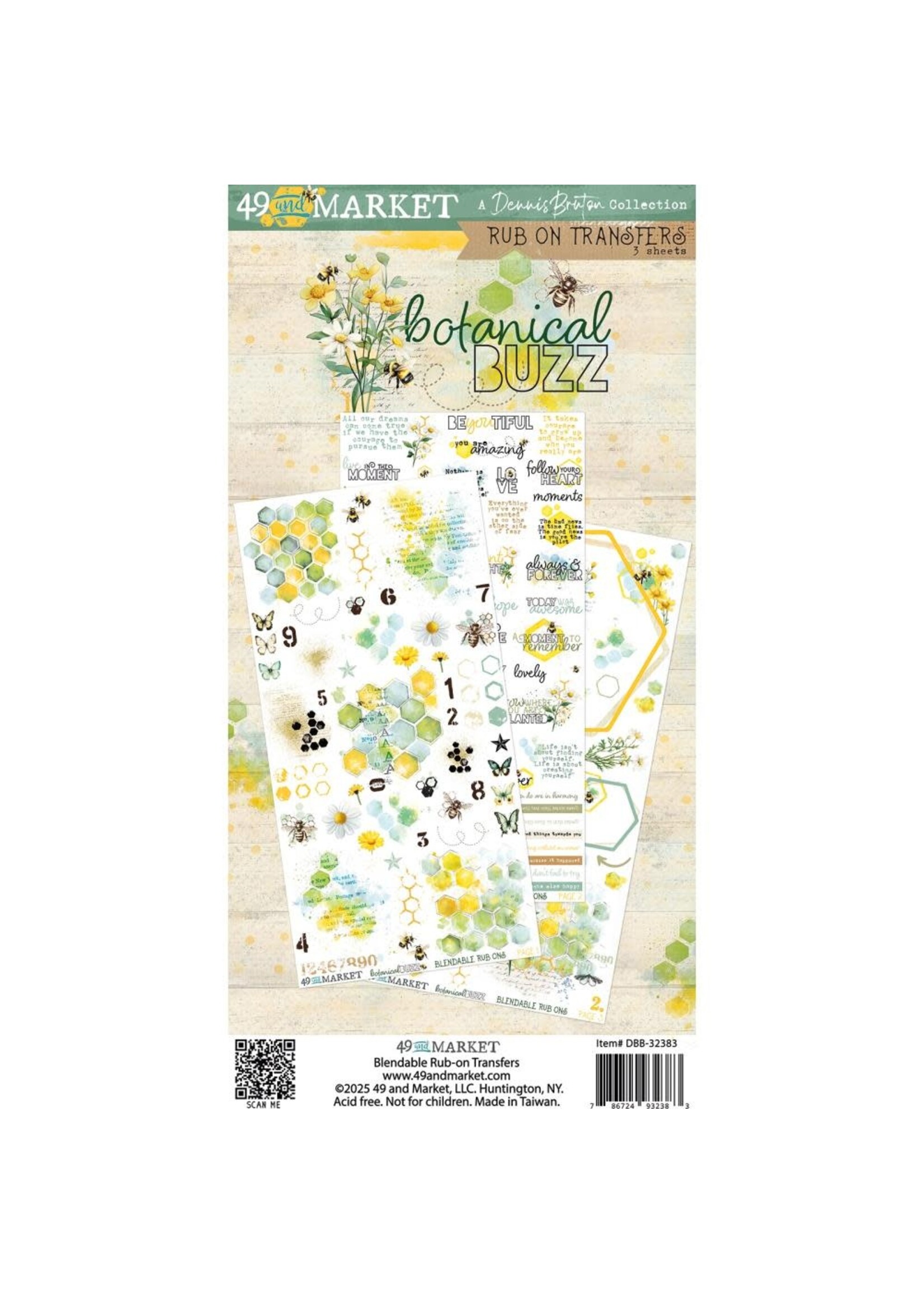 49 & Market 49 & Market Rub On Transfer Set, Botanical Buzz