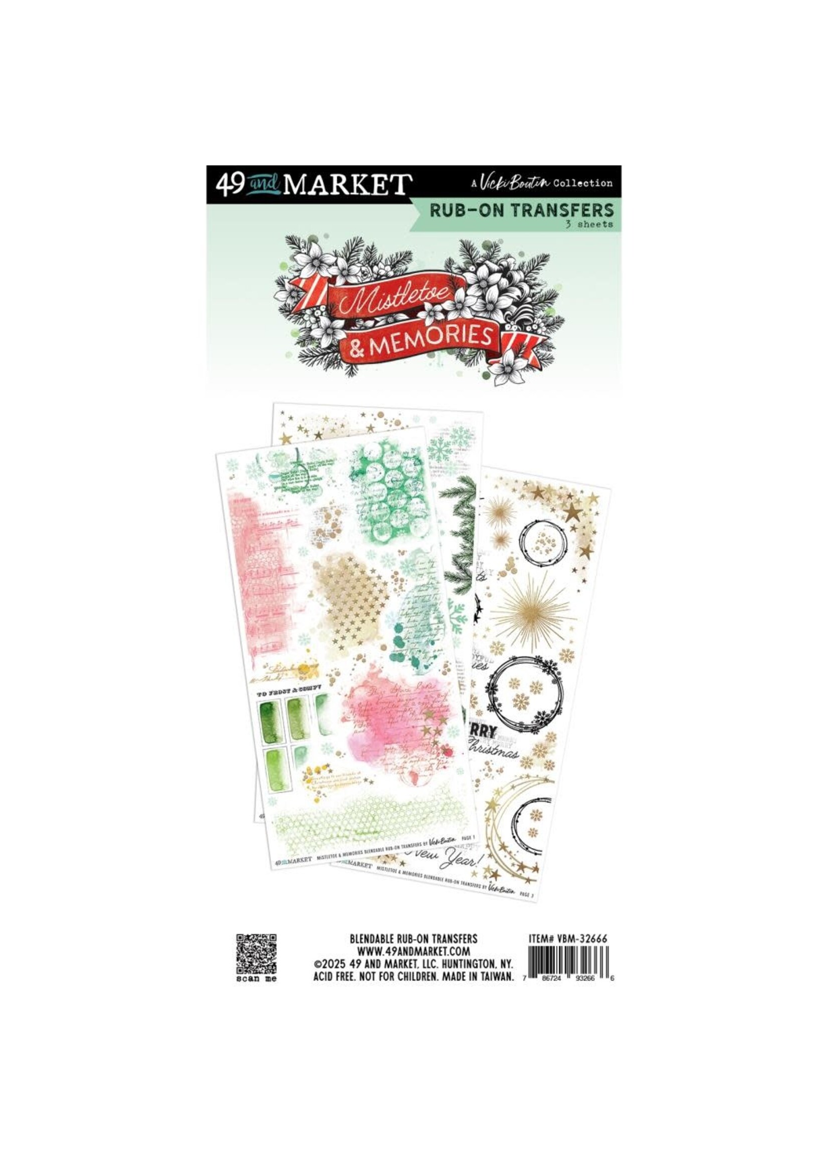 49 & Market 49 & Market Rub On Transfers, Mistletoe & Memories