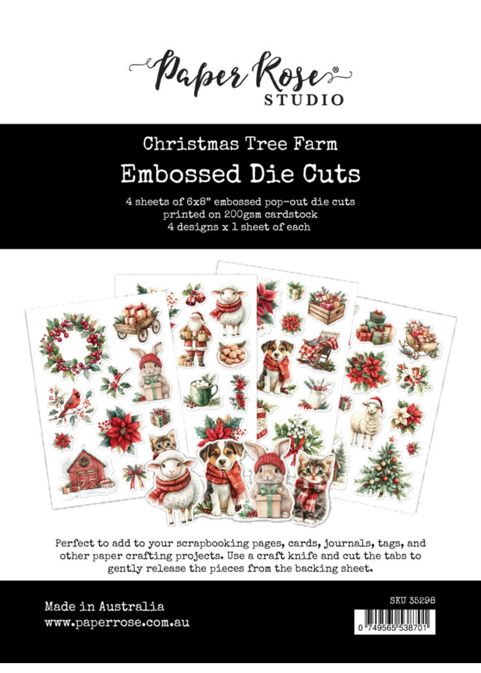 Paper Rose Paper Rose Embossed Die Cuts, Christmas Tree Farm