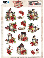 3D Push Out Sheet, Floral Christmas - Floral Lantern