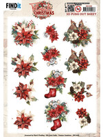 3D Push Out Sheet, Floral Christmas - Floral Poinsettia