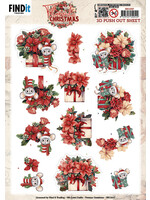 3D Push Out sheet, Floral Christmas - Floral Presents