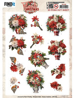3D Push Out Sheet, Floral Christmas - Floral Vase