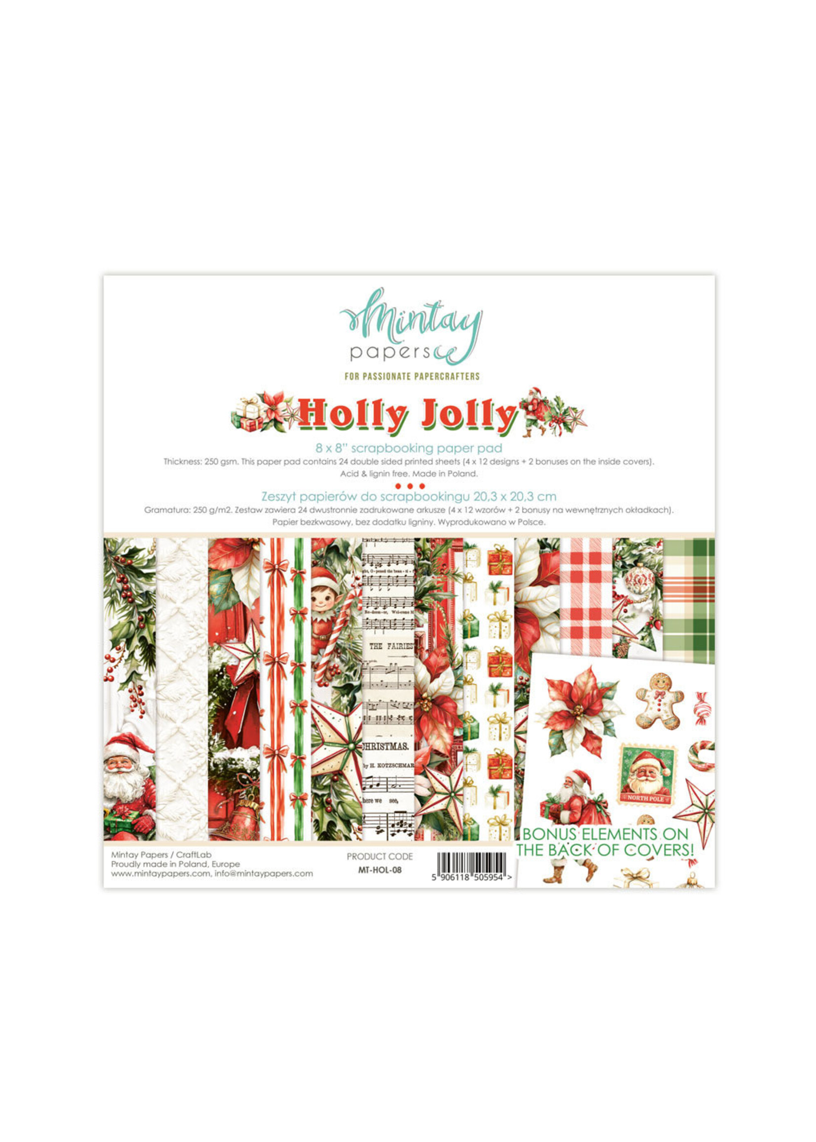 Mintay 8x8 Paper Pad, Holly Jolly