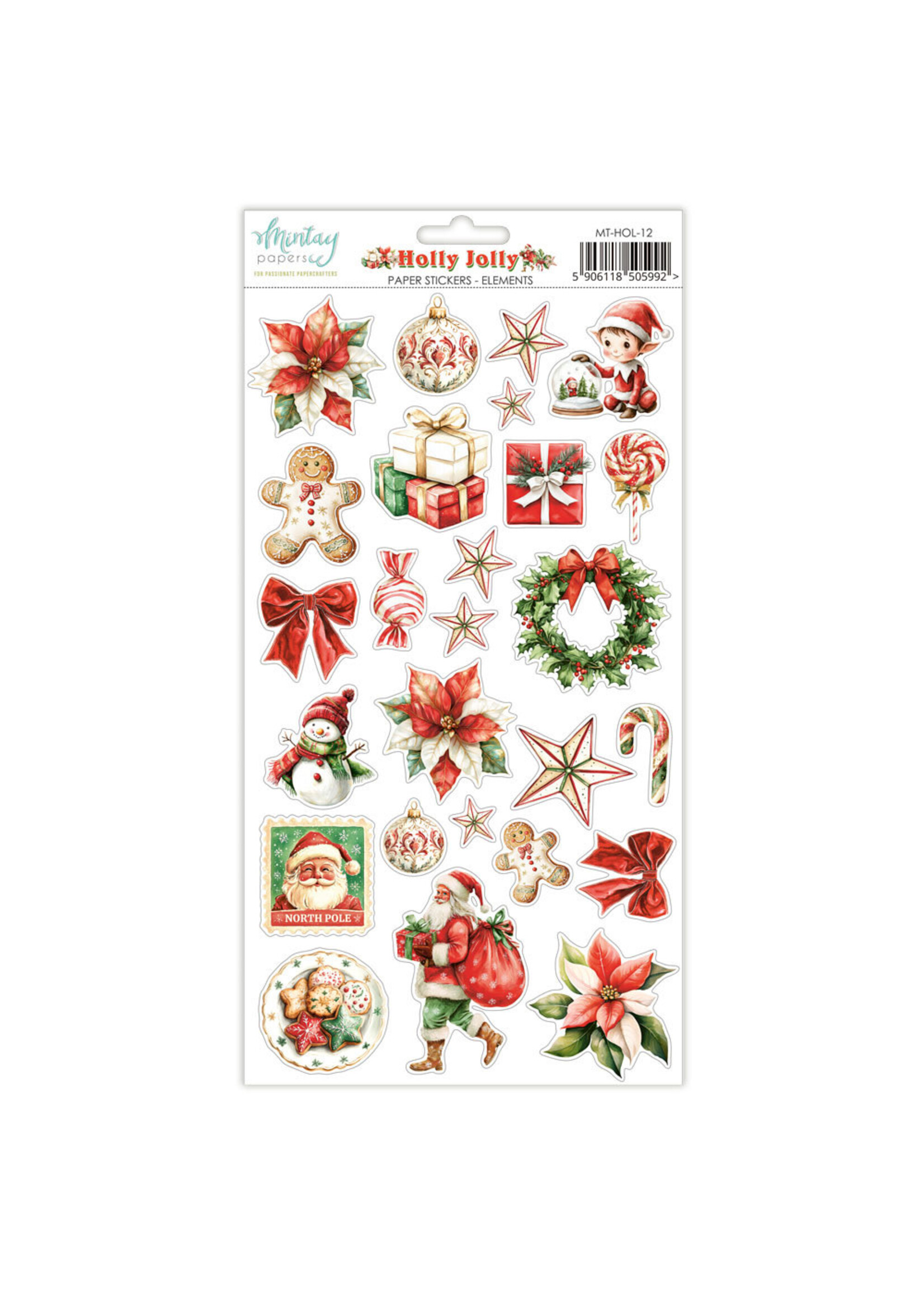 Mintay Paper Stickers, Holly Jolly