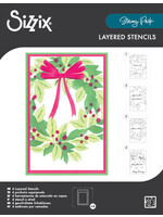 Sizzix Sizzix Layered Stencils, 666903 A Wreath in Time (4 pc)