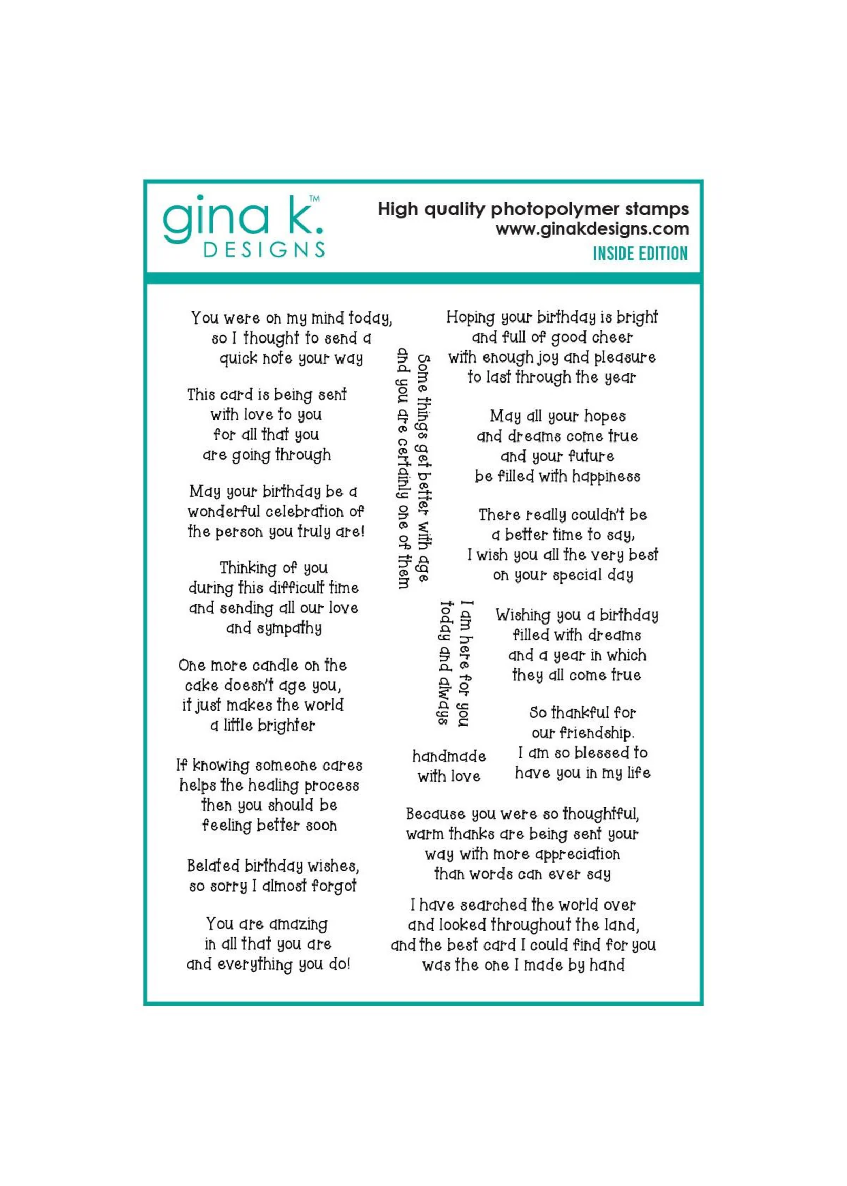 Gina K Gina K Designs - Clear Photopolymer Stamps - Inside Edition