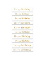 Memory Box Memory Box Foil Greetings Tabs, Happy Birthday - White