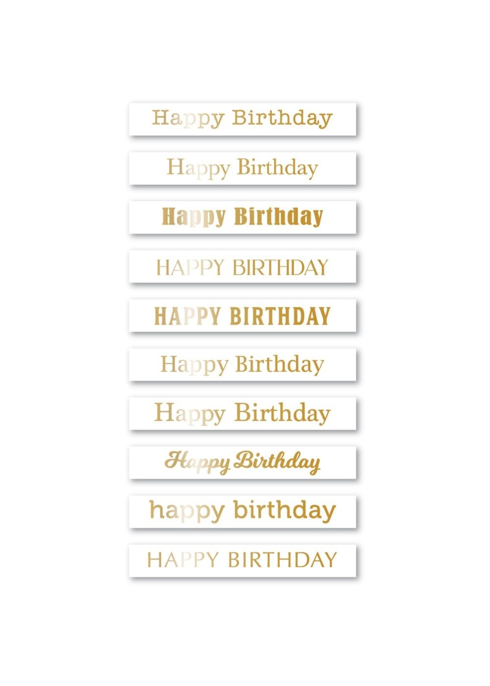 Memory Box Memory Box Foil Greetings Tabs, Happy Birthday - White