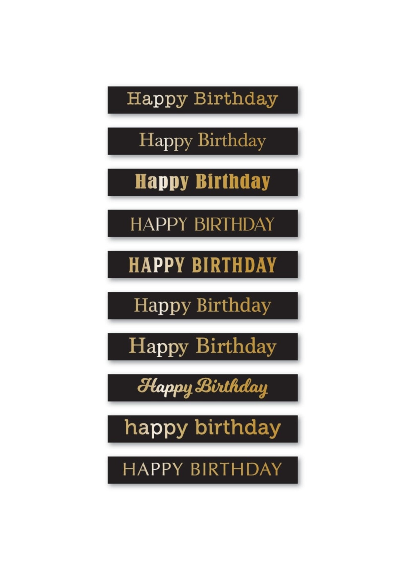 Memory Box Memory Box Foil Greetings Tabs, Happy Birthday - Black
