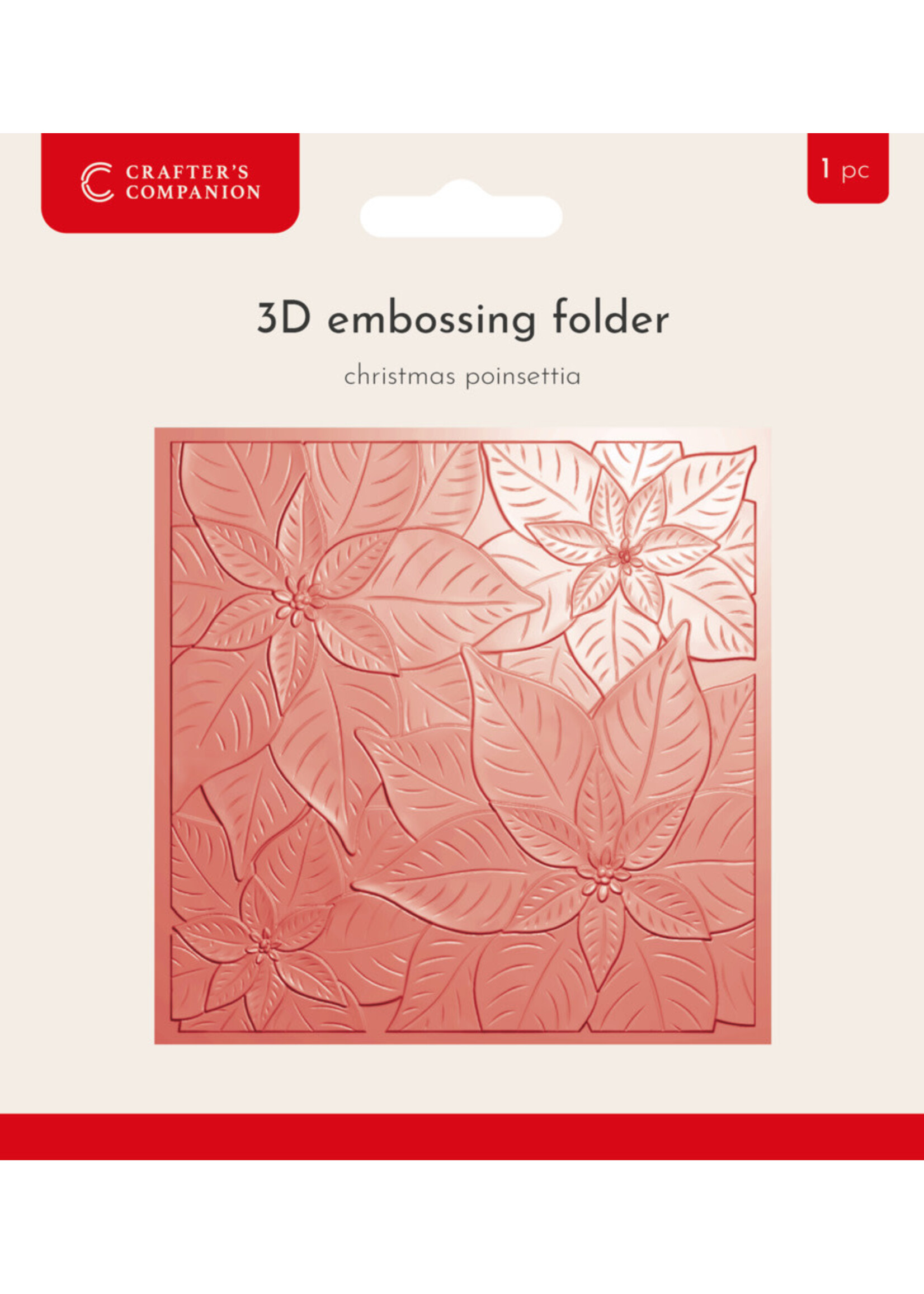 Crafter's Companion Crafter's Companion 3D Embossing Folder 5.5" x 5.5", Christmas Poinsettia