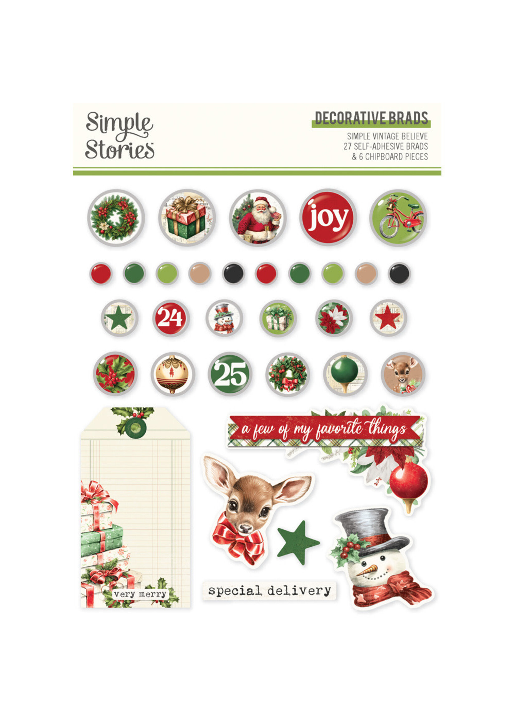 Simple Stories Simple Stories Decorative Brads, Simple Vintage Believe