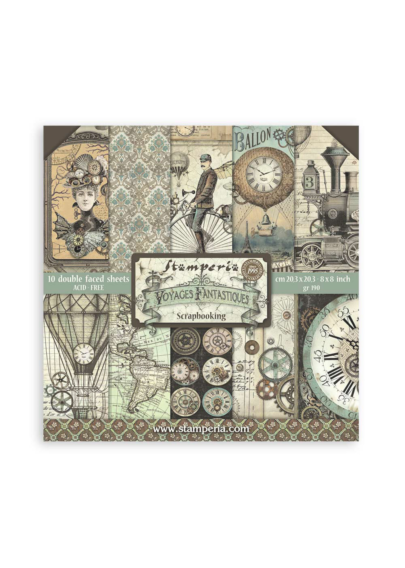 Stamperia Stamperia 8x8 Paper Pad, Voyages Fantastiques