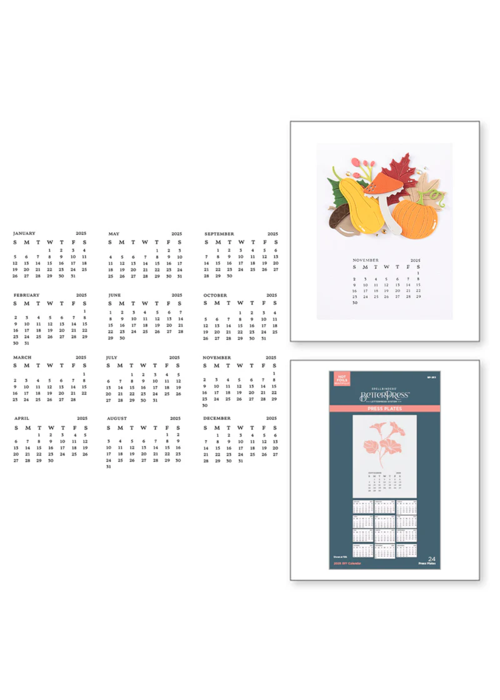 Spellbinders BetterPress Plates, 2025 DIY Calendar