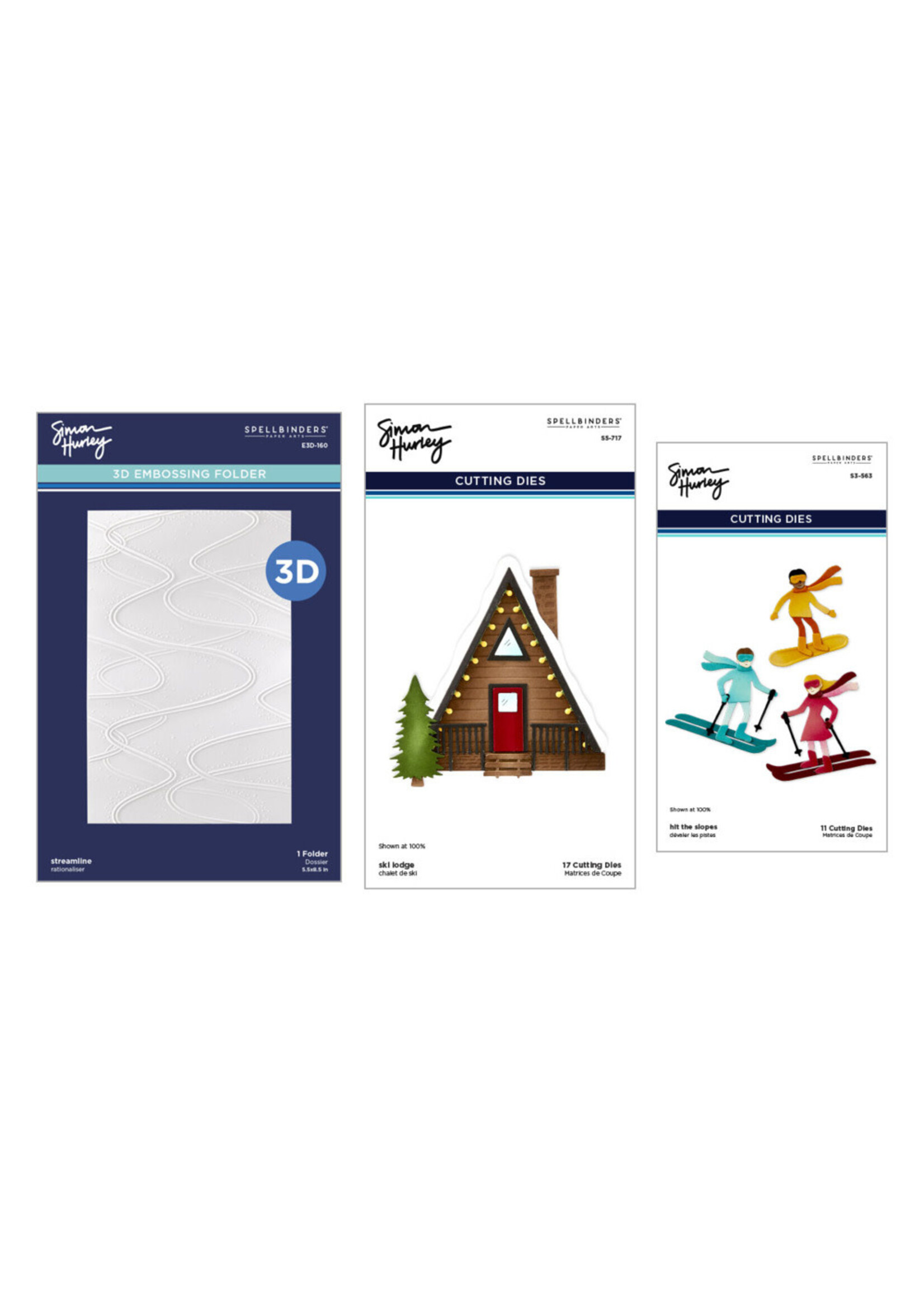 Spellbinders Simon Hurley Dies & 3D Folder Bundle, Ski-son's Greetings