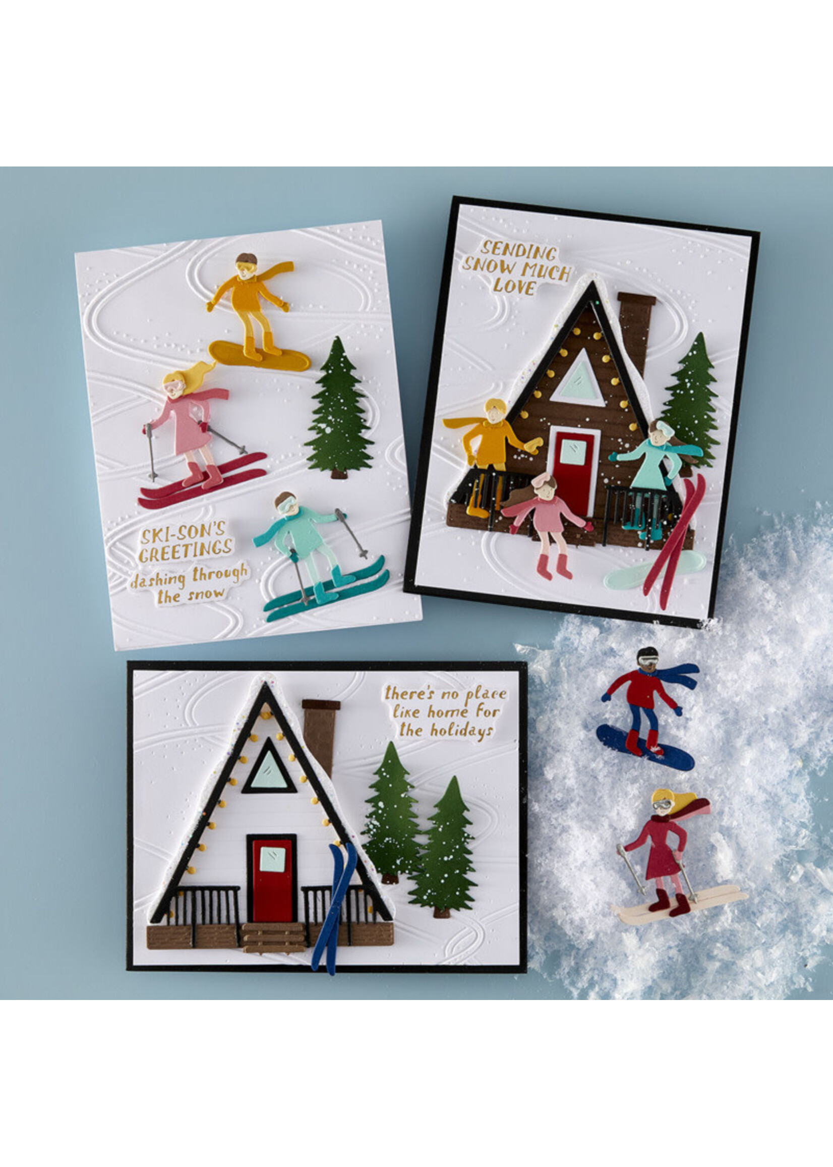Spellbinders Simon Hurley Dies & 3D Folder Bundle, Ski-son's Greetings