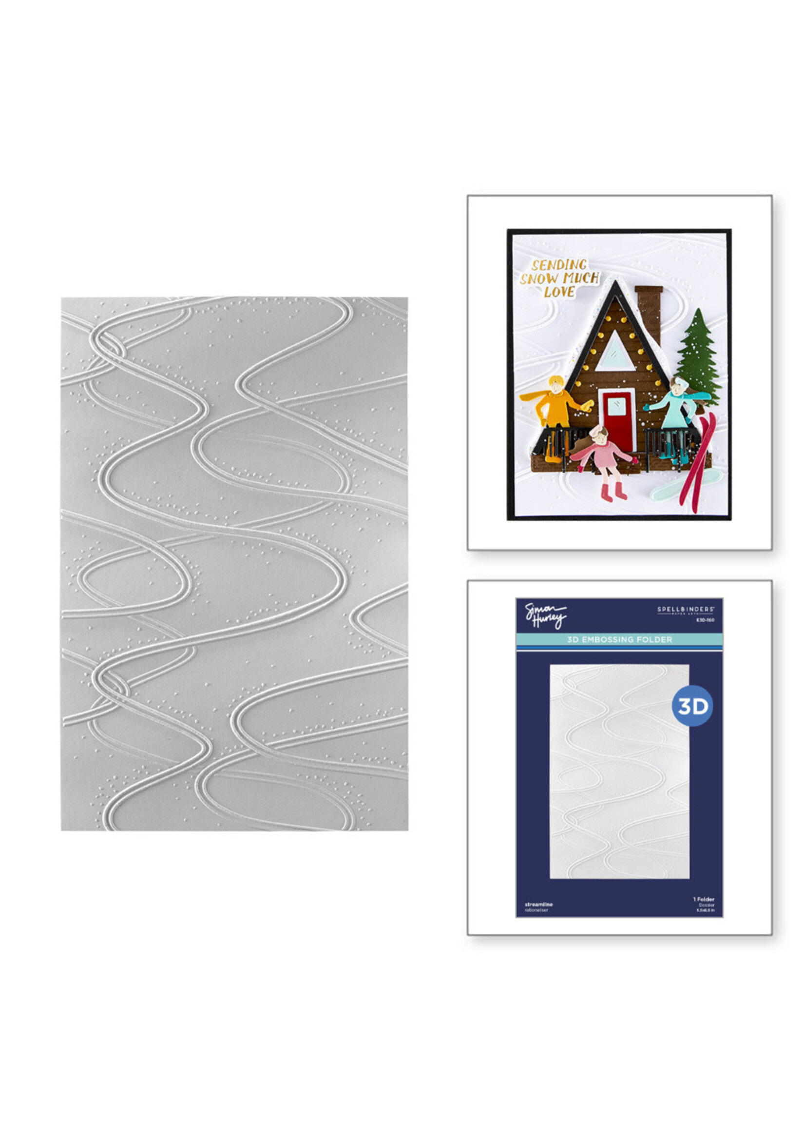 Spellbinders Spellbinders Simon Hurley 3D Embossing Folder, Ski-son's Greetings - Streamline